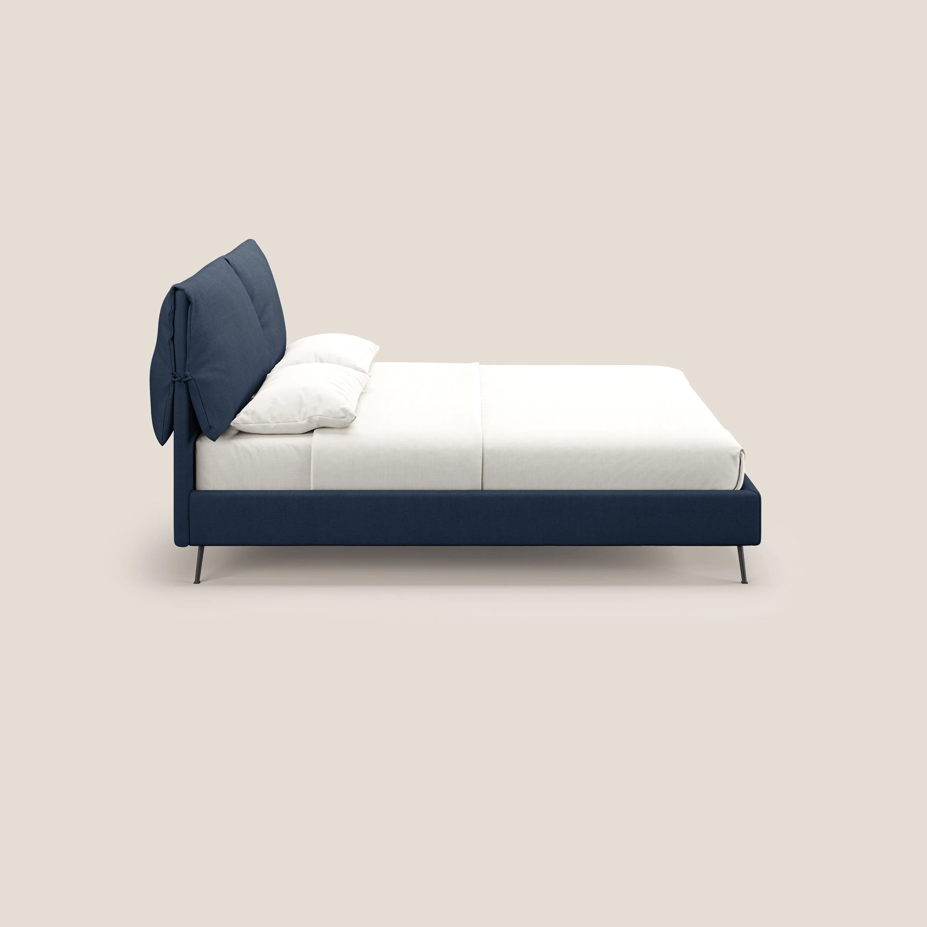 Artemisia lit rembourré avec pieds hauts déhoussable en tissu détachable T17 bleu - Image 4