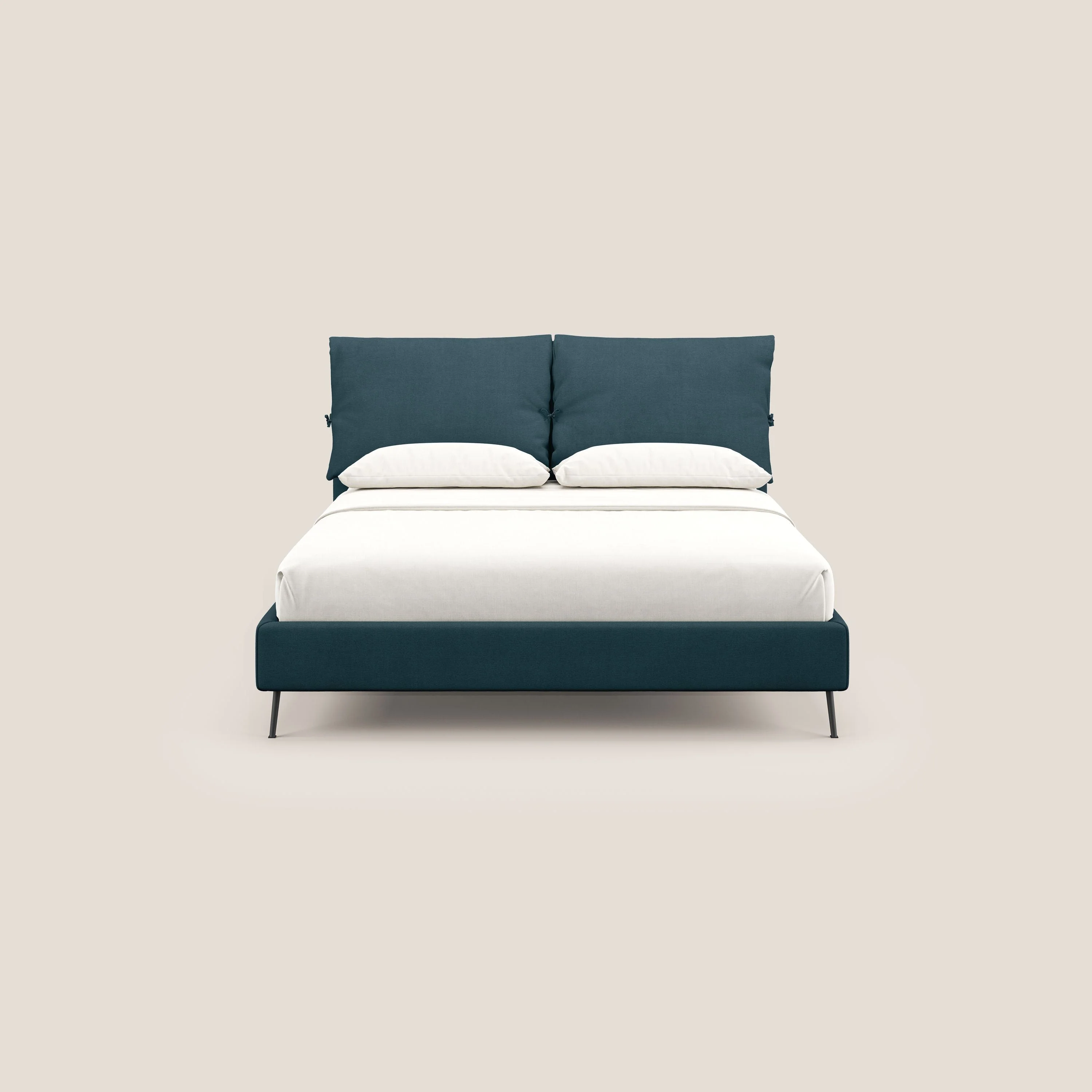 Artemisia lit rembourré avec pieds hauts déhoussable en tissu détachable T17 bleu canard - Image 2