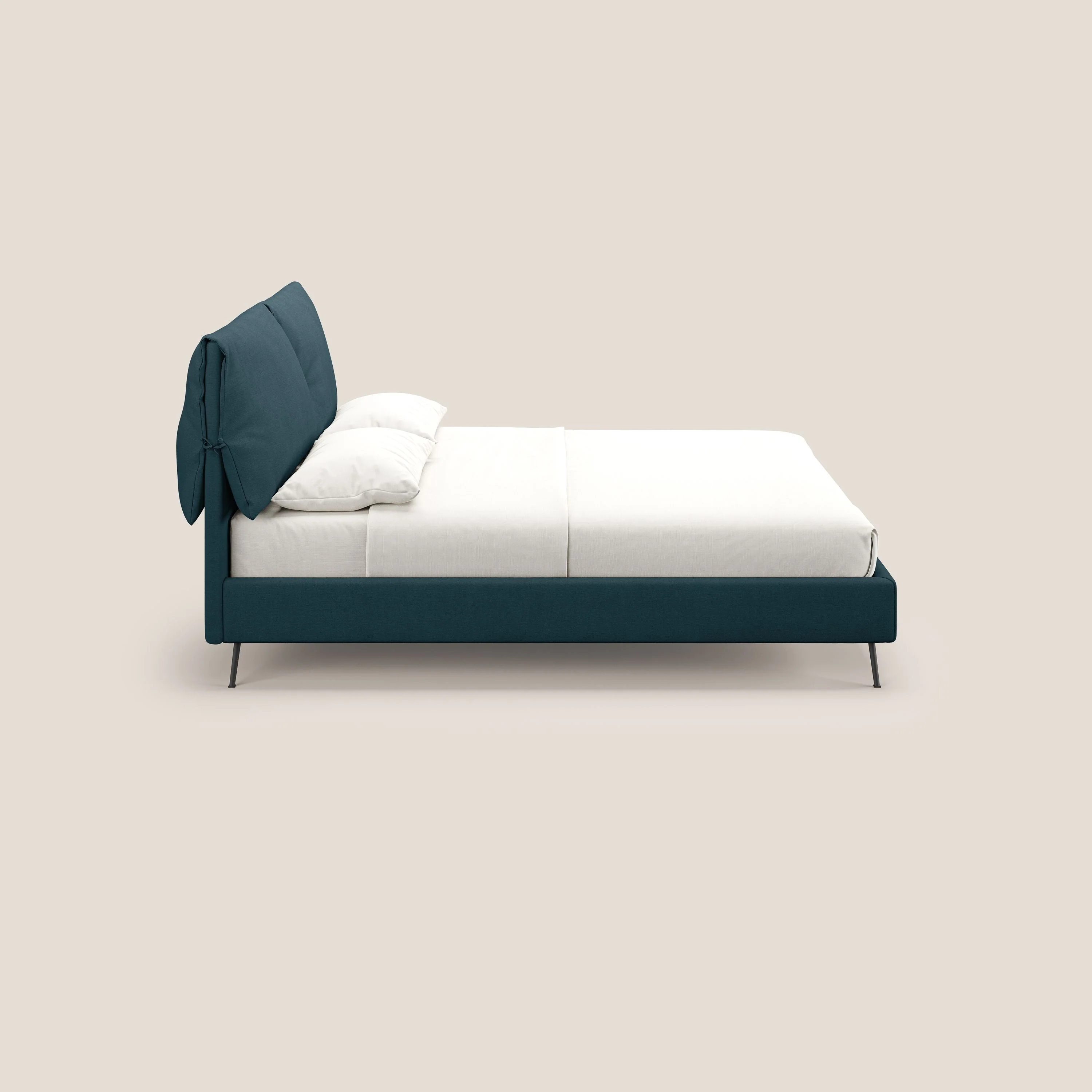 Artemisia lit rembourré avec pieds hauts déhoussable en tissu détachable T17 bleu canard - Image 5