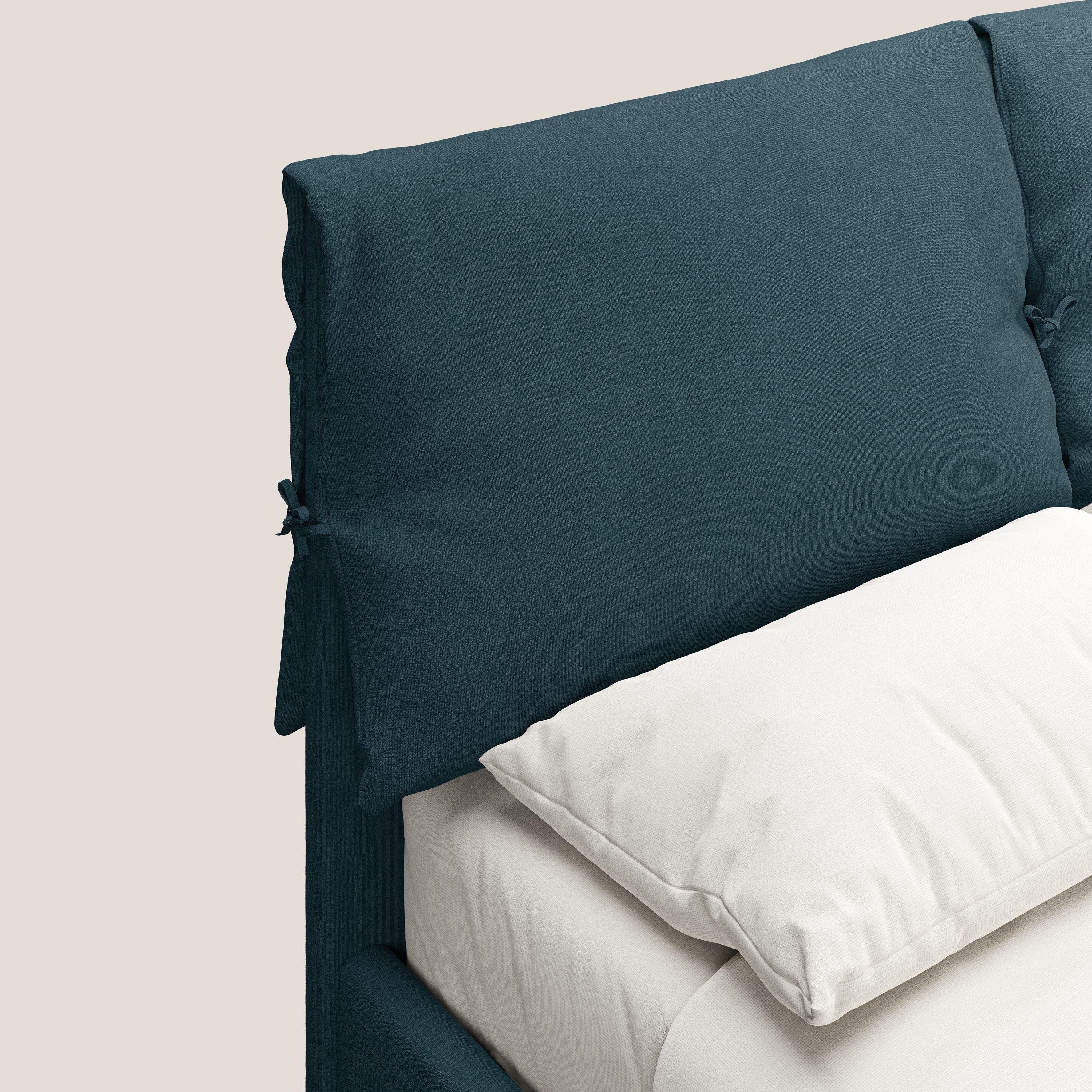 Artemisia lit rembourré avec pieds hauts déhoussable en tissu détachable T17 bleu canard - Image 7
