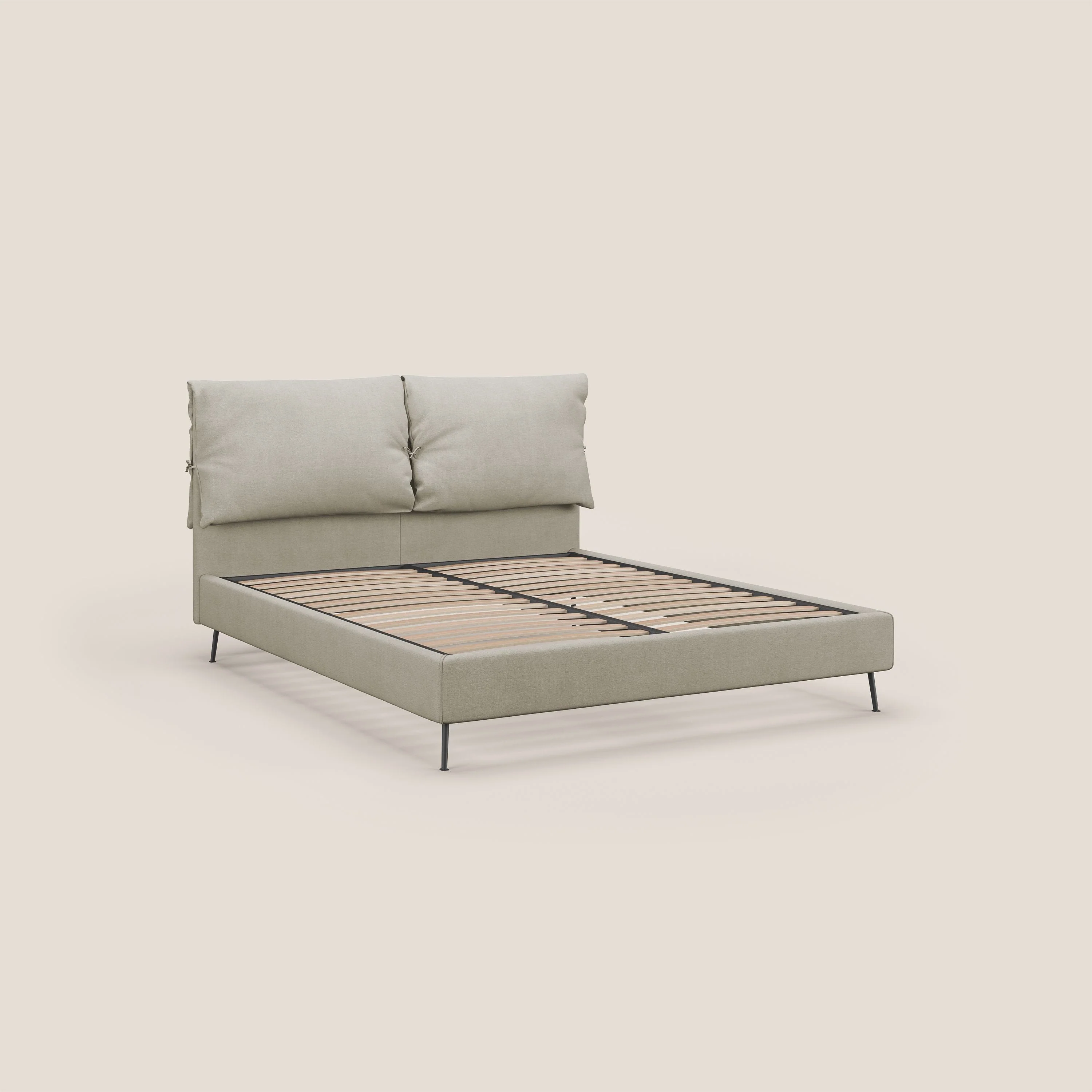 Artemisia lit rembourré avec pieds hauts déhoussable en tissu détachable T17 crème - Image 4