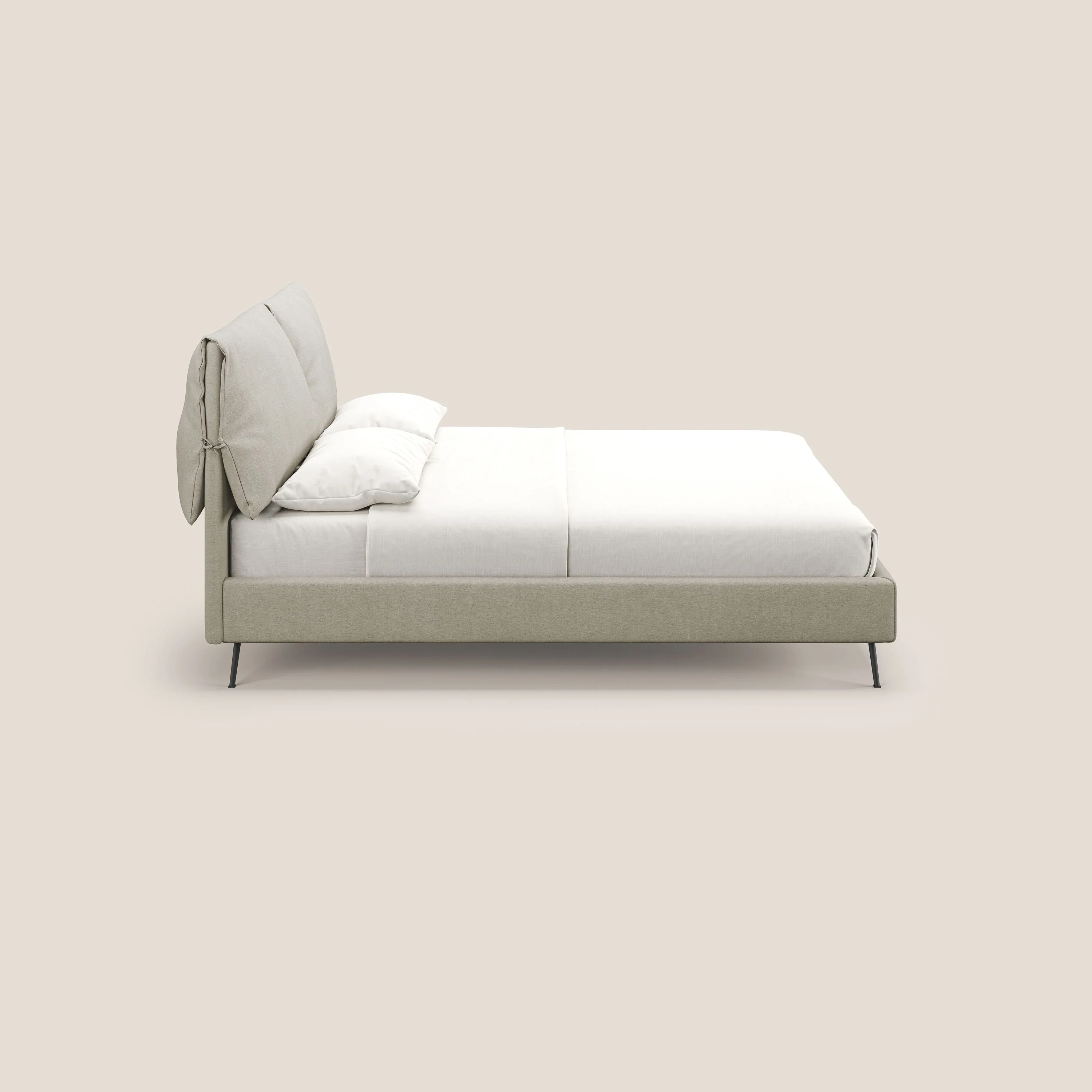 Artemisia lit rembourré avec pieds hauts déhoussable en tissu détachable T17 crème - Image 5