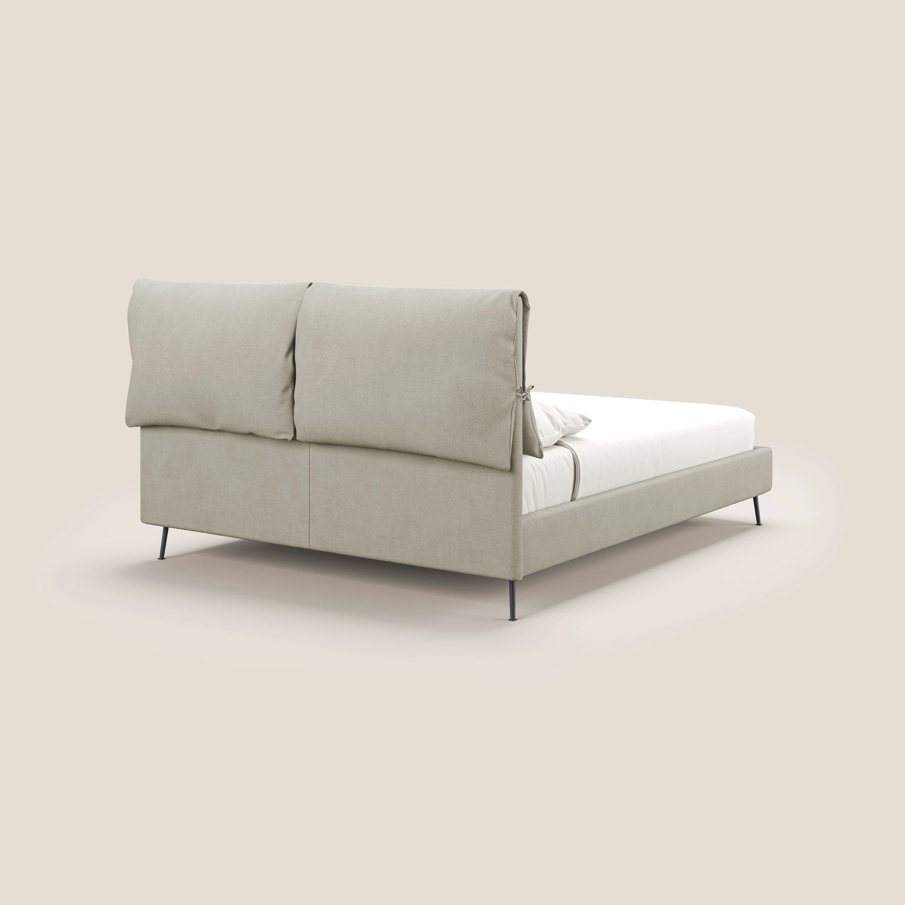 Artemisia lit rembourré avec pieds hauts déhoussable en tissu détachable T17 crème - Image 6