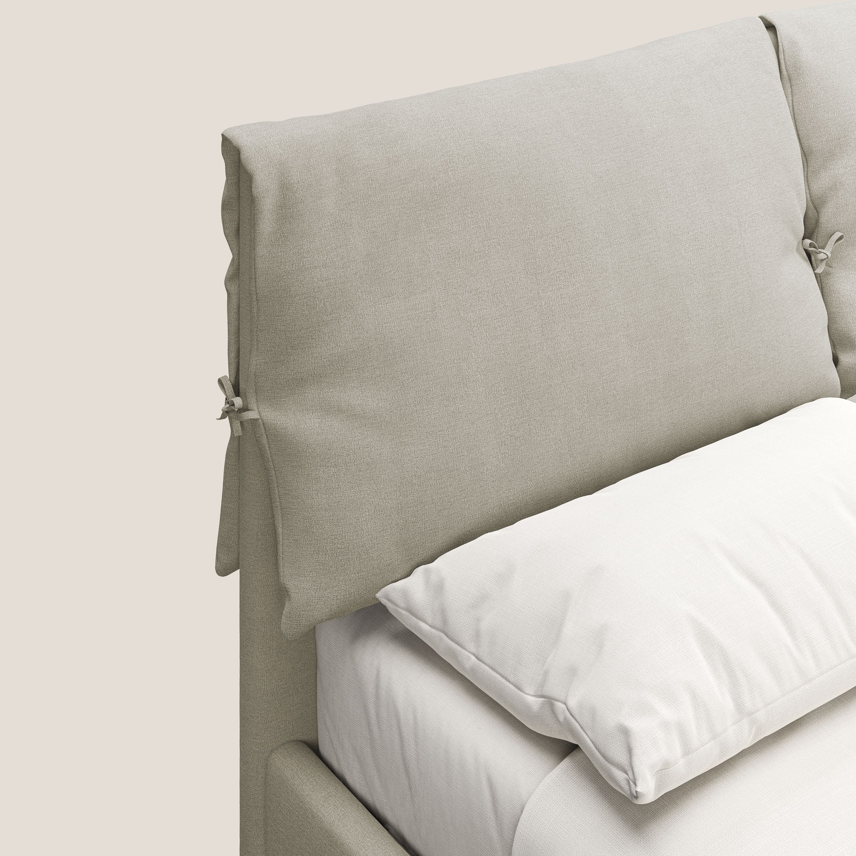 Artemisia lit rembourré avec pieds hauts déhoussable en tissu détachable T17 crème - Image 7