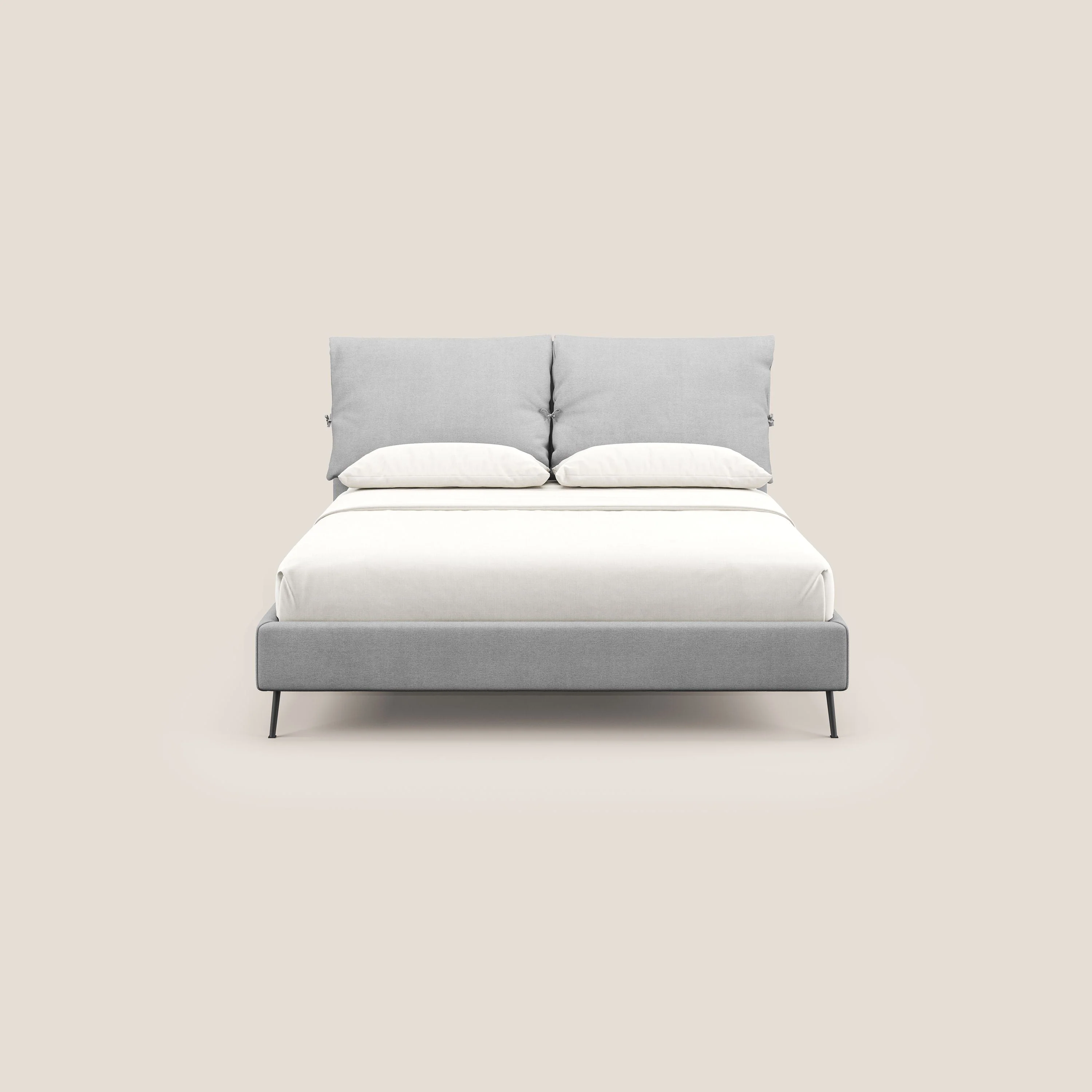 Artemisia lit rembourré avec pieds hauts déhoussable en tissu détachable T17 gris - Image 2