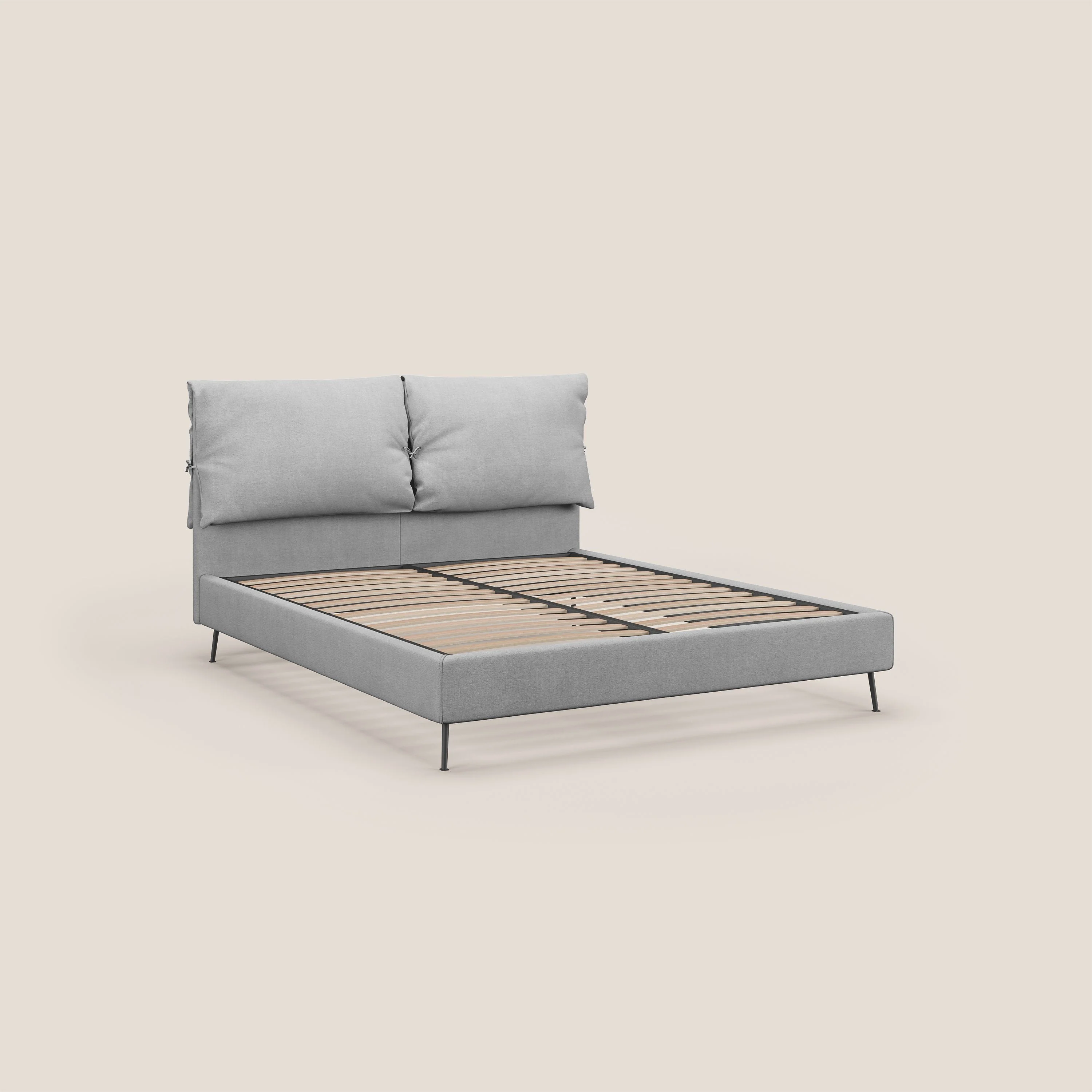 Artemisia lit rembourré avec pieds hauts déhoussable en tissu détachable T17 gris - Image 4