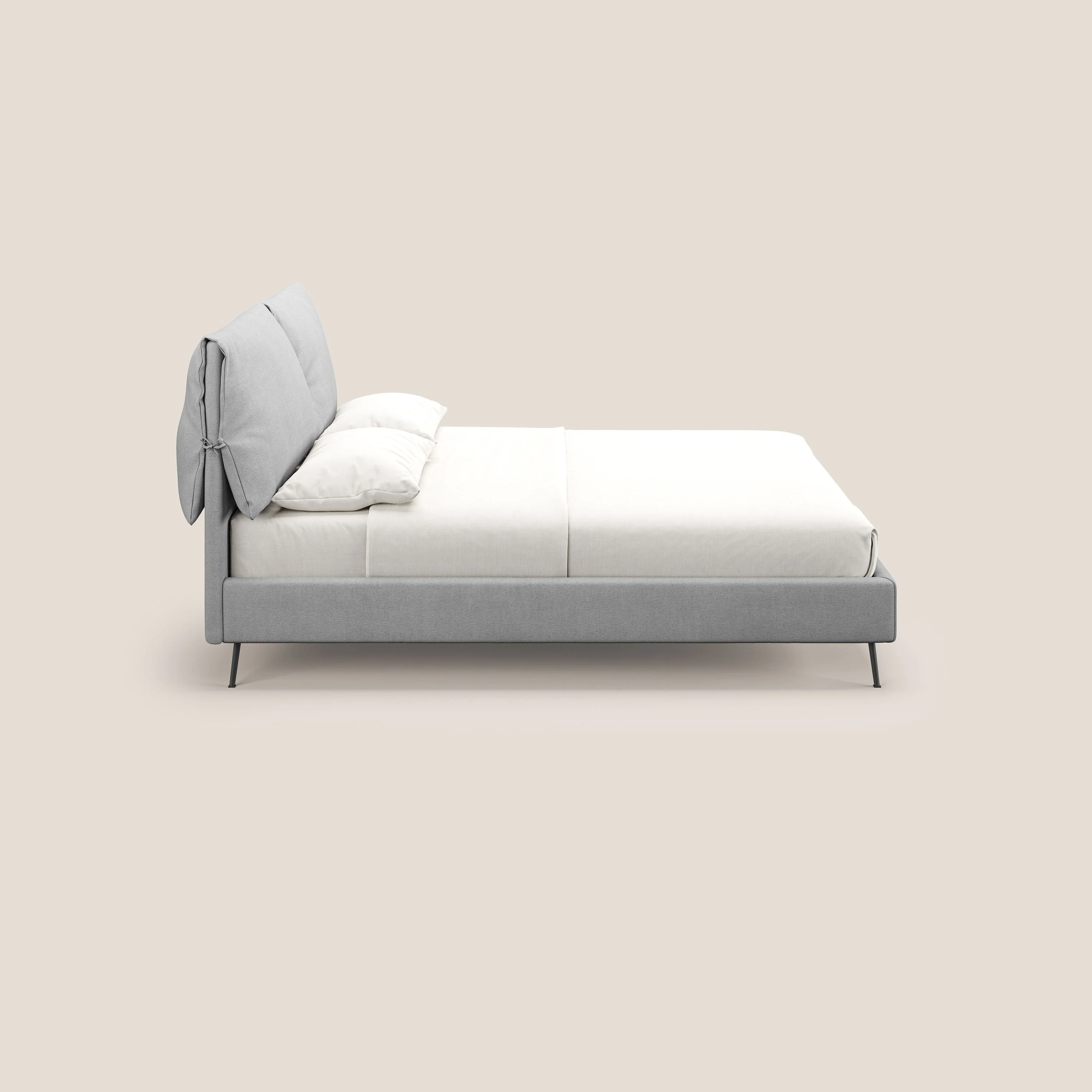 Artemisia lit rembourré avec pieds hauts déhoussable en tissu détachable T17 gris - Image 5