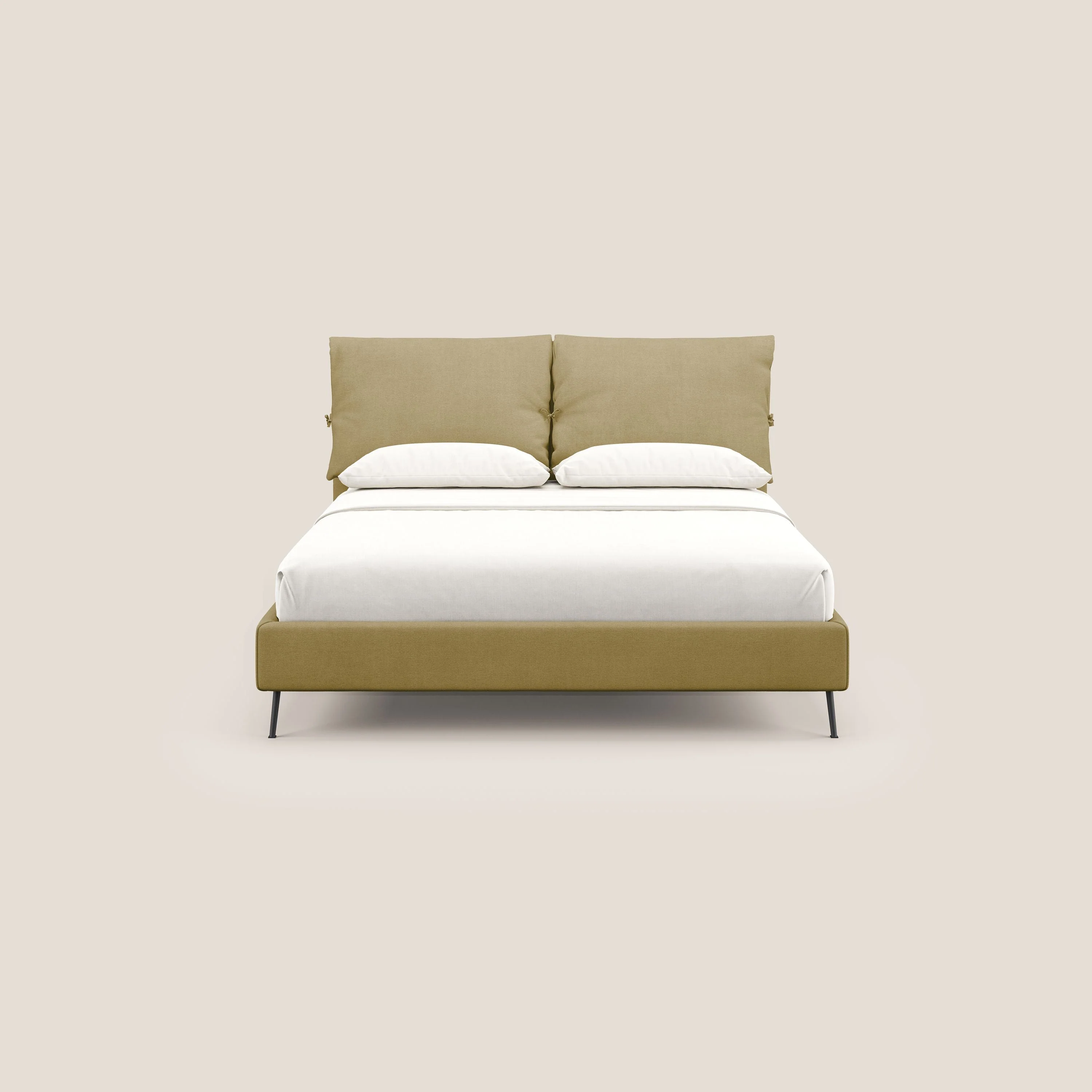 Artemisia lit rembourré avec pieds hauts déhoussable en tissu détachable T17 jaune - Image 2