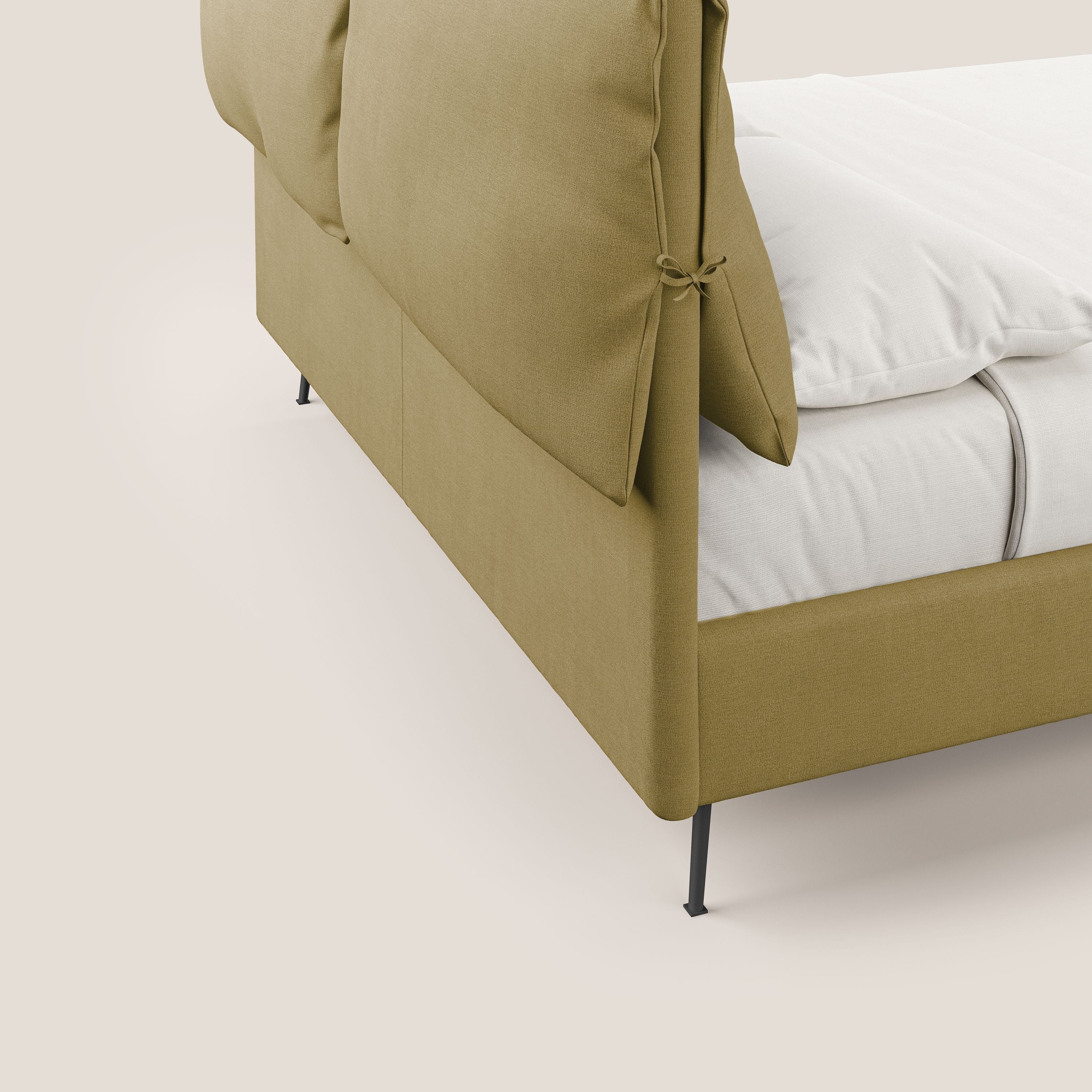 Artemisia lit rembourré avec pieds hauts déhoussable en tissu détachable T17 jaune - Image 3