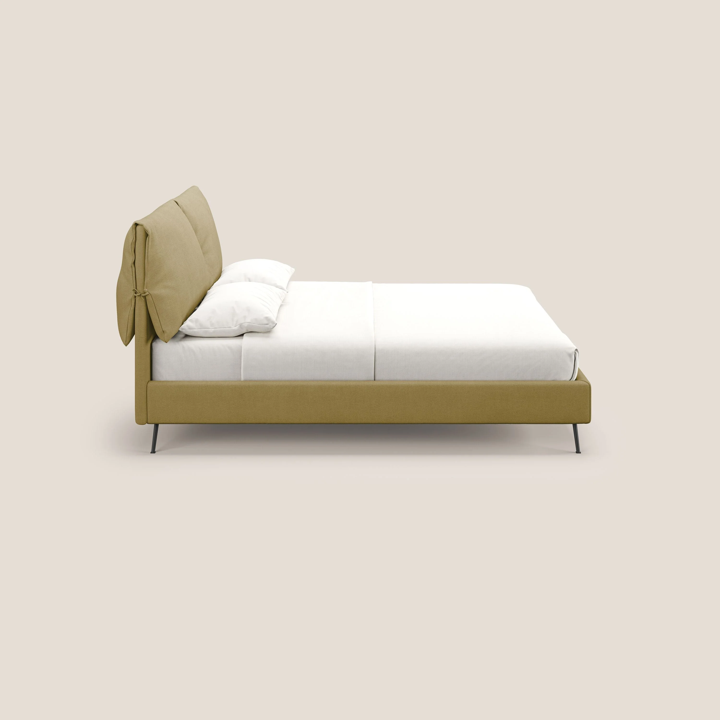 Artemisia lit rembourré avec pieds hauts déhoussable en tissu détachable T17 jaune - Image 5