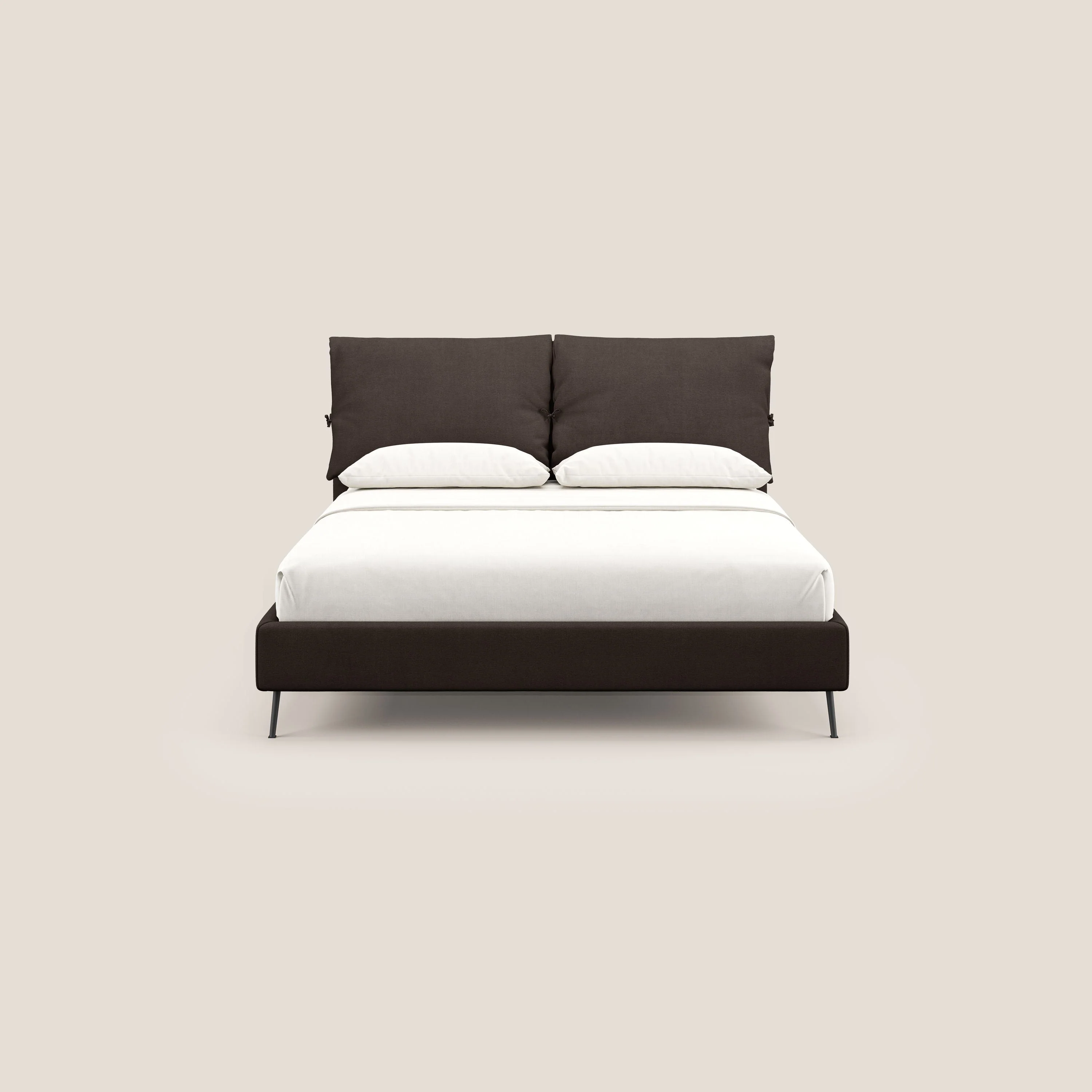 Artemisia lit rembourré avec pieds hauts déhoussable en tissu détachable T17 marron - Image 2