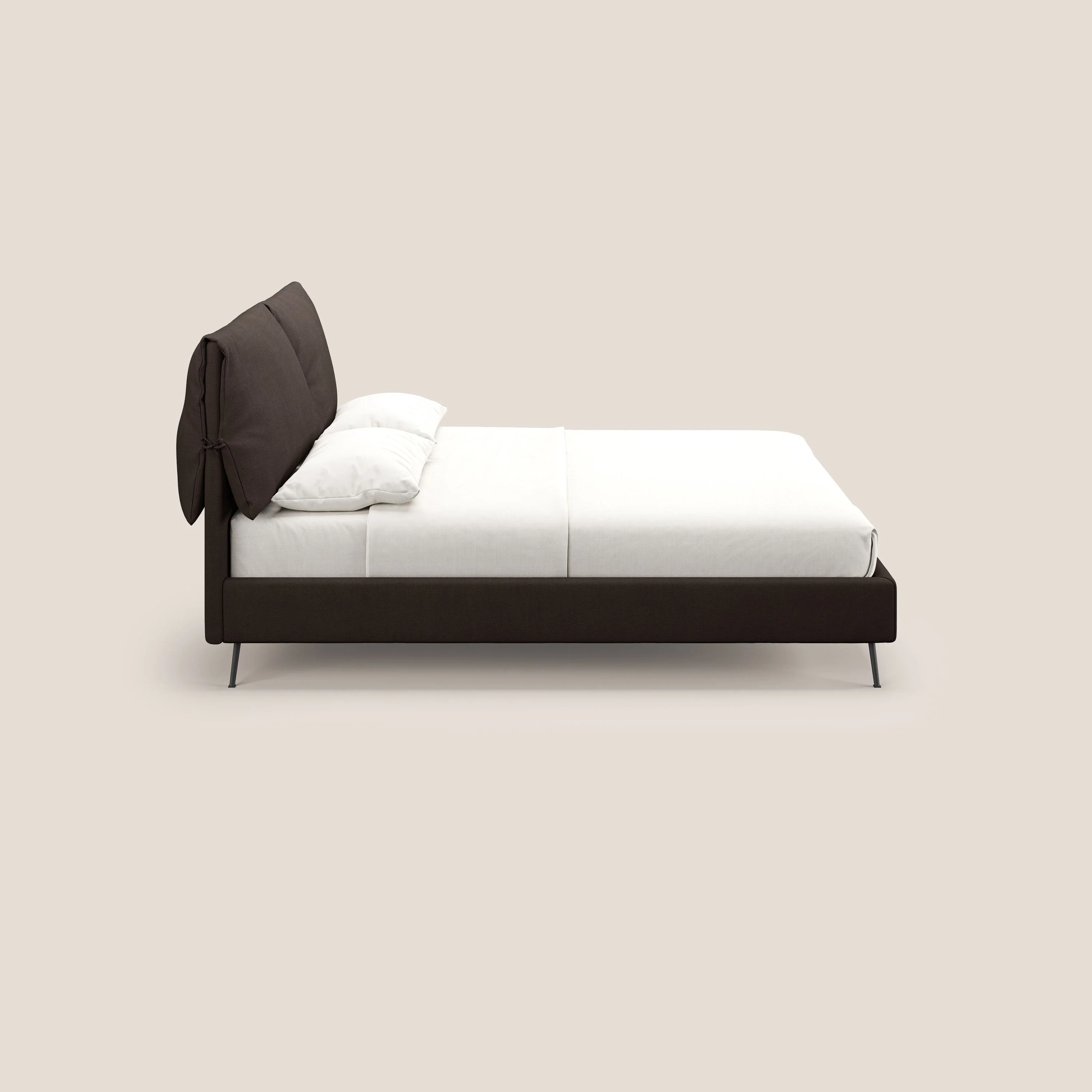 Artemisia lit rembourré avec pieds hauts déhoussable en tissu détachable T17 marron - Image 5