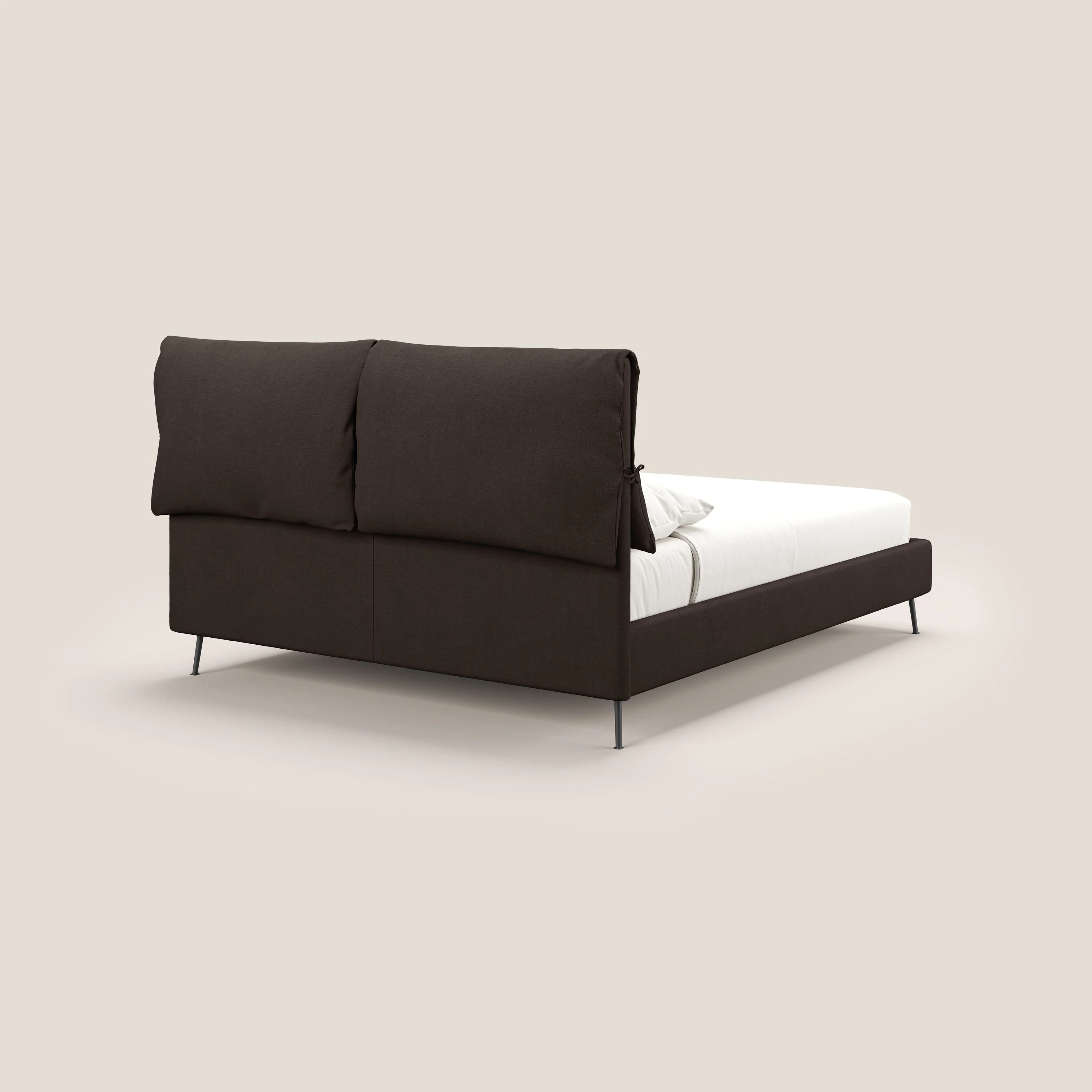 Artemisia lit rembourré avec pieds hauts déhoussable en tissu détachable T17 marron - Image 6
