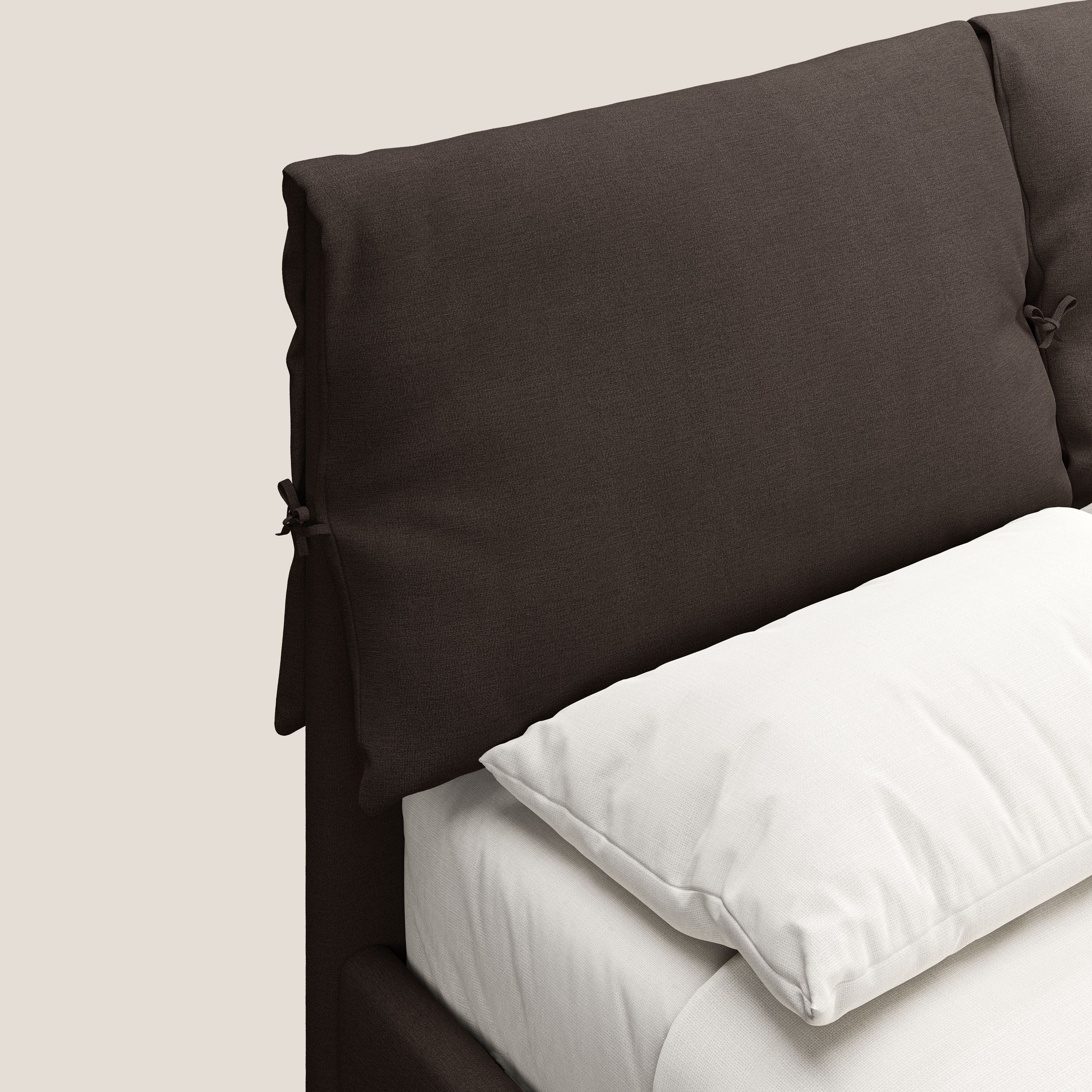 Artemisia lit rembourré avec pieds hauts déhoussable en tissu détachable T17 marron - Image 7