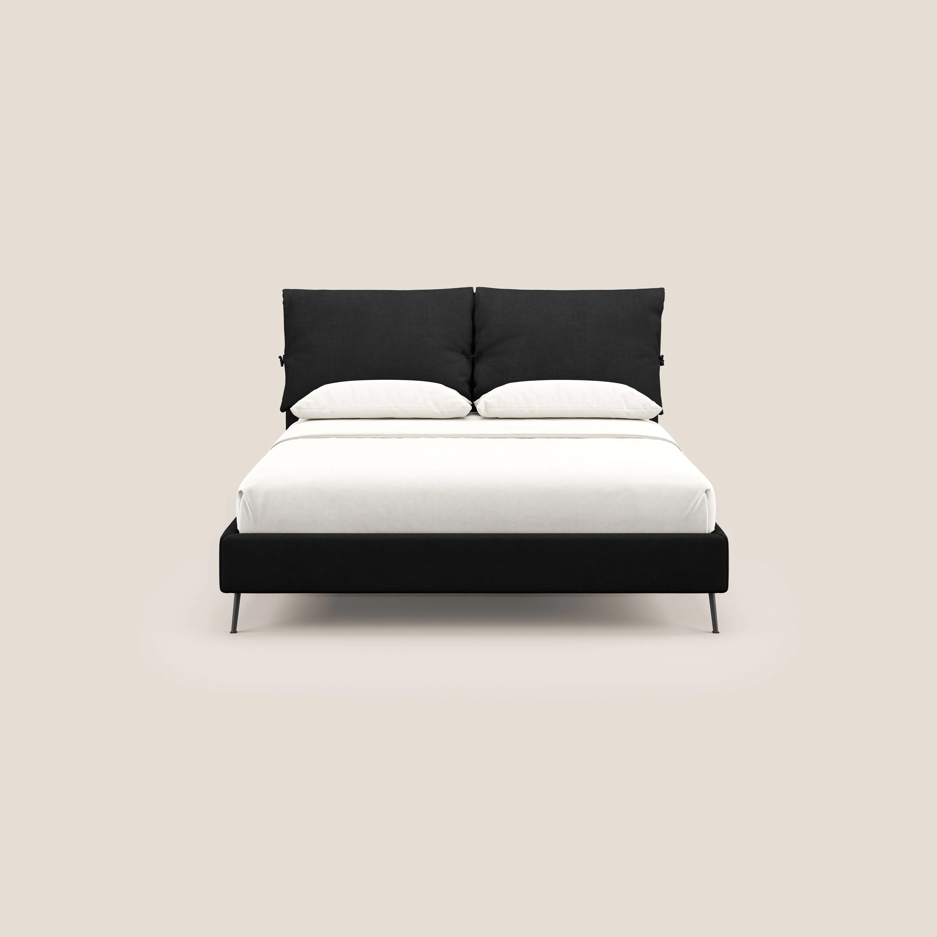 Artemisia lit rembourré avec pieds hauts déhoussable en tissu détachable T17 noir - Image 2