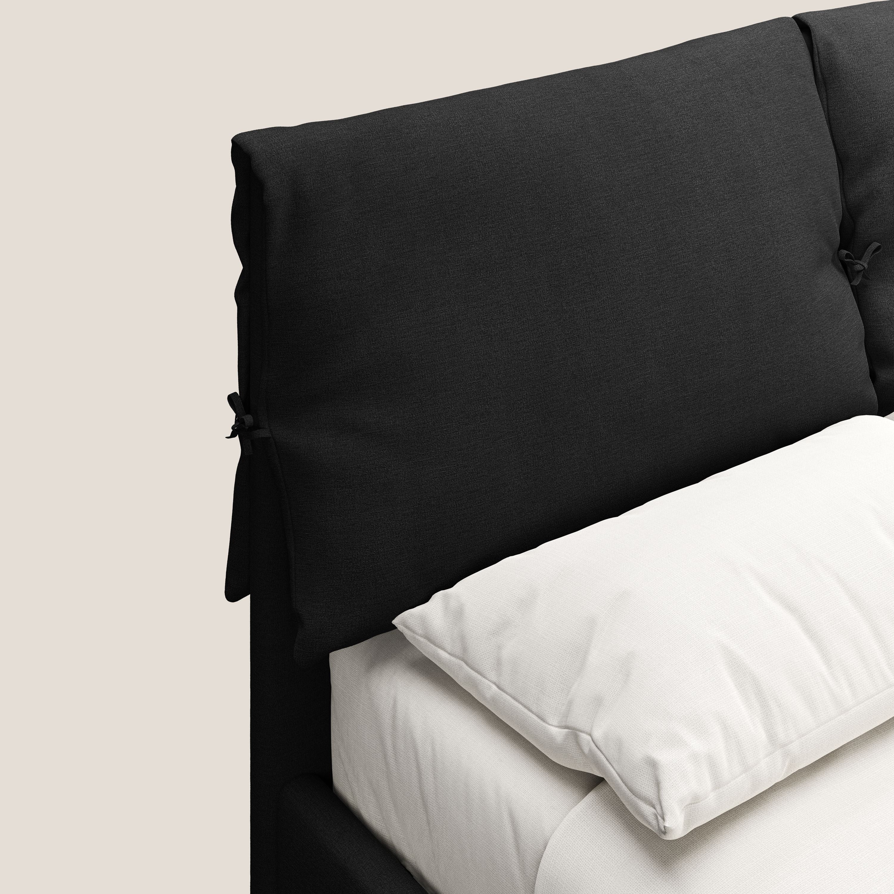 Artemisia lit rembourré avec pieds hauts déhoussable en tissu détachable T17 noir - Image 7
