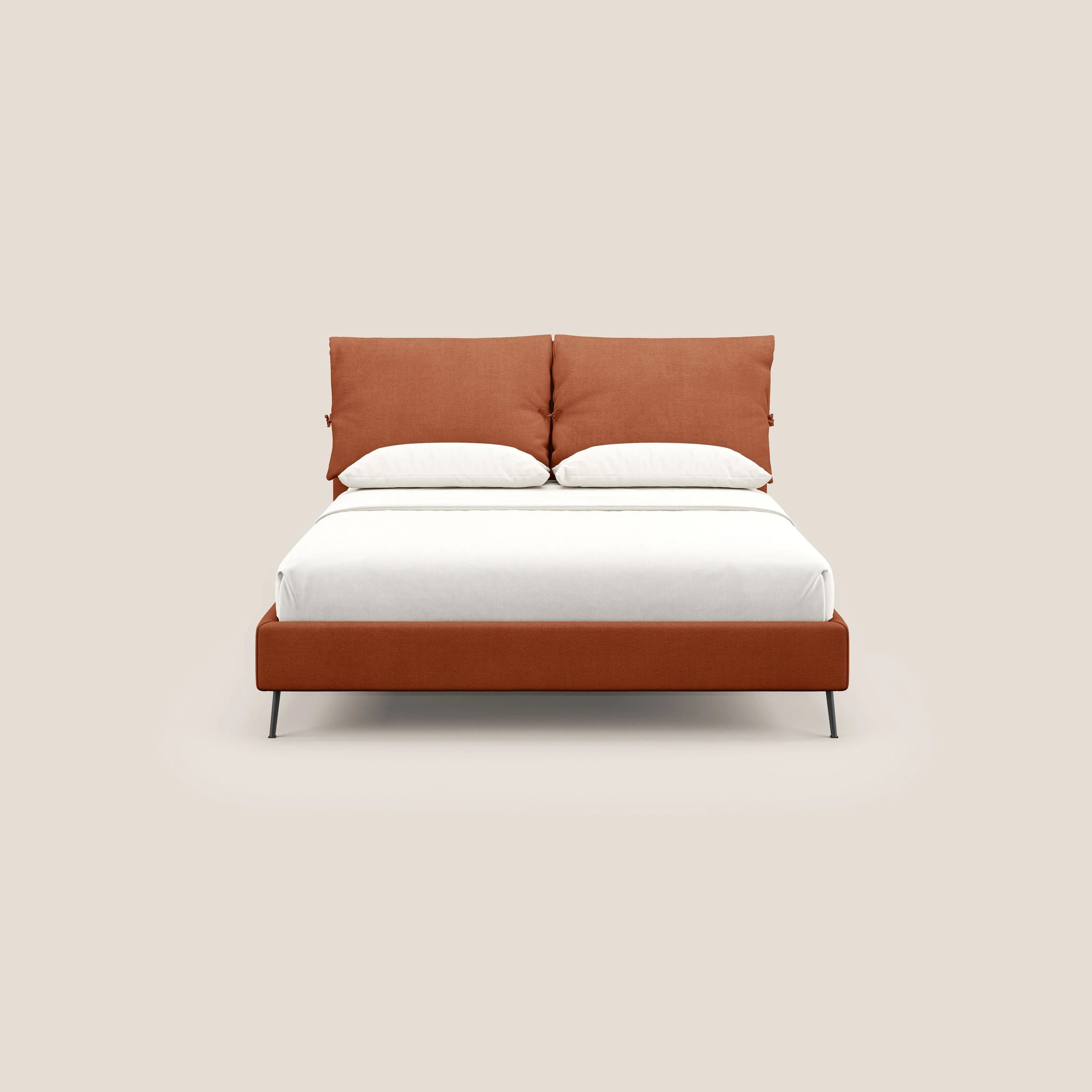 Artemisia lit rembourré avec pieds hauts déhoussable en tissu détachable T17 orange - Image 2
