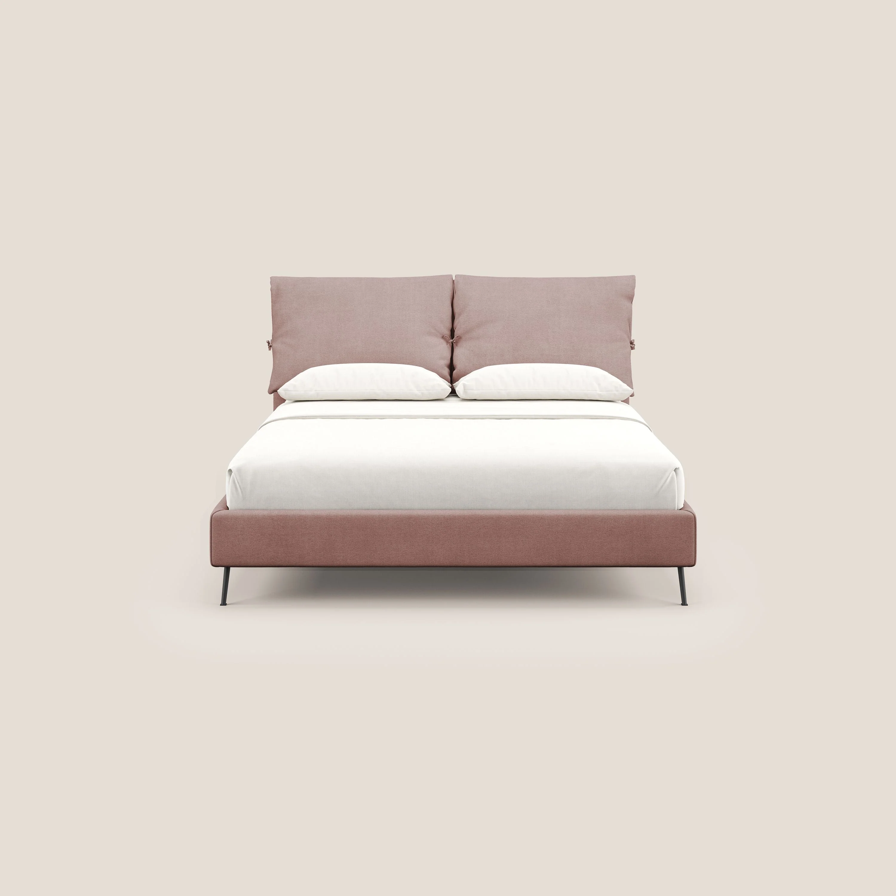 Artemisia lit rembourré avec pieds hauts déhoussable en tissu détachable T17 rose - Image 2