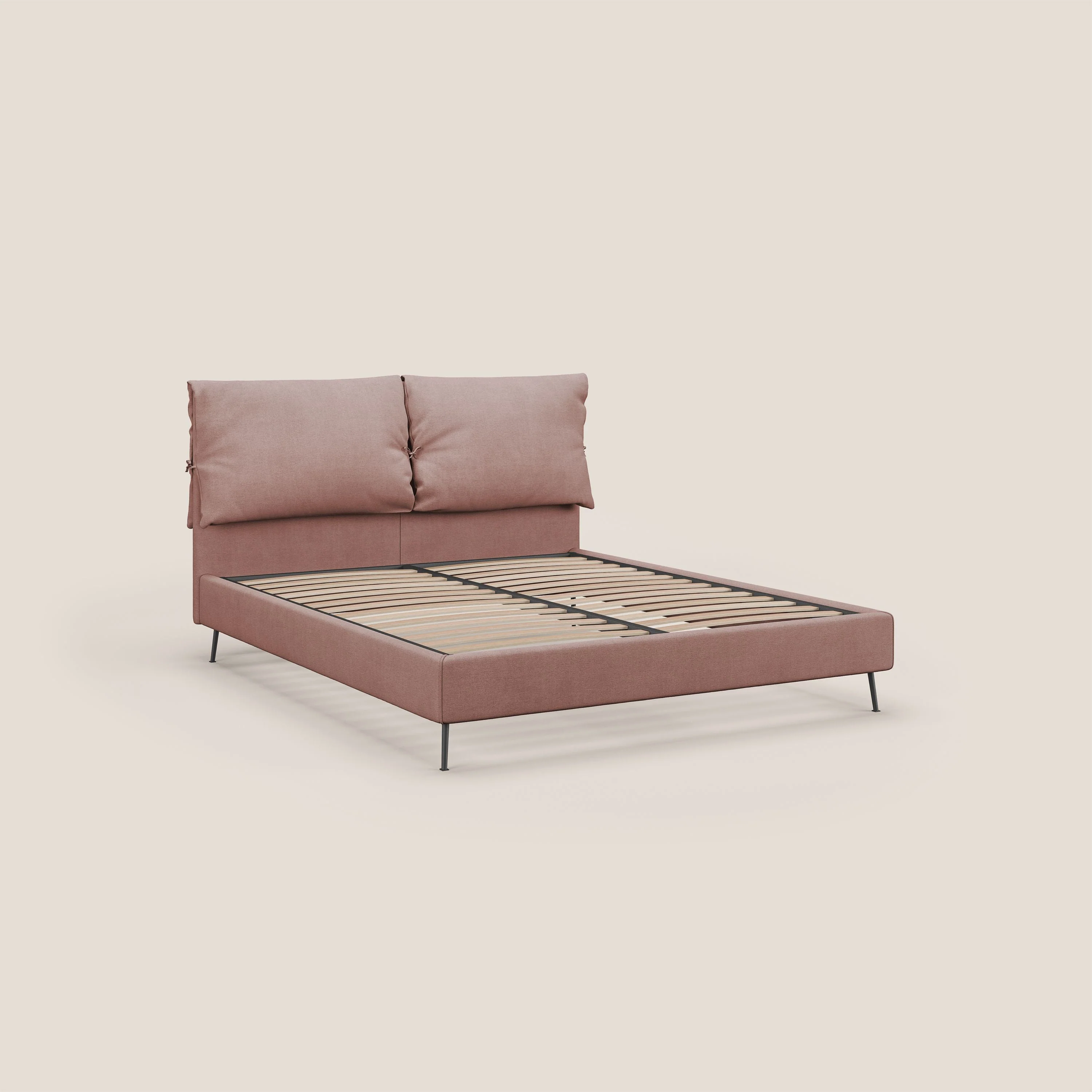 Artemisia lit rembourré avec pieds hauts déhoussable en tissu détachable T17 rose - Image 4