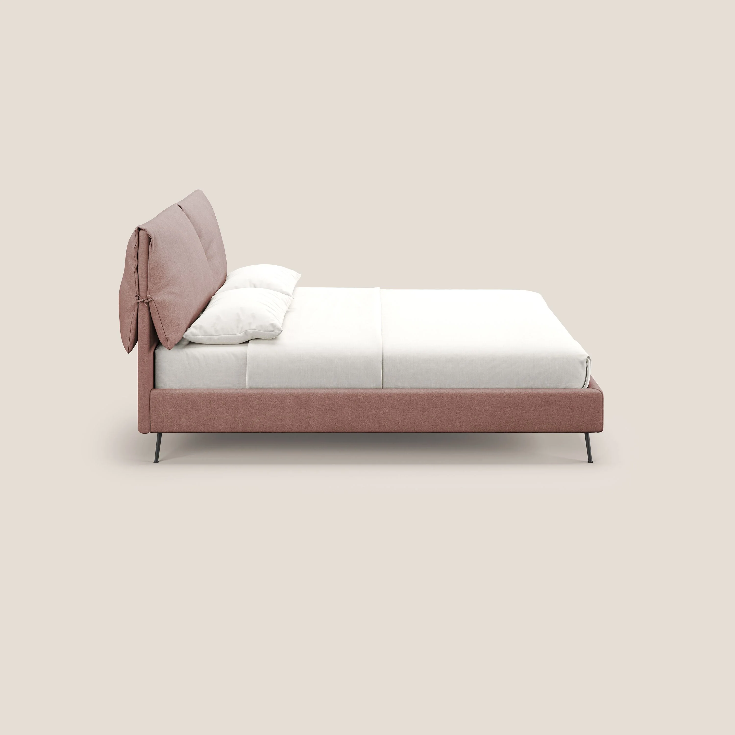 Artemisia lit rembourré avec pieds hauts déhoussable en tissu détachable T17 rose - Image 5
