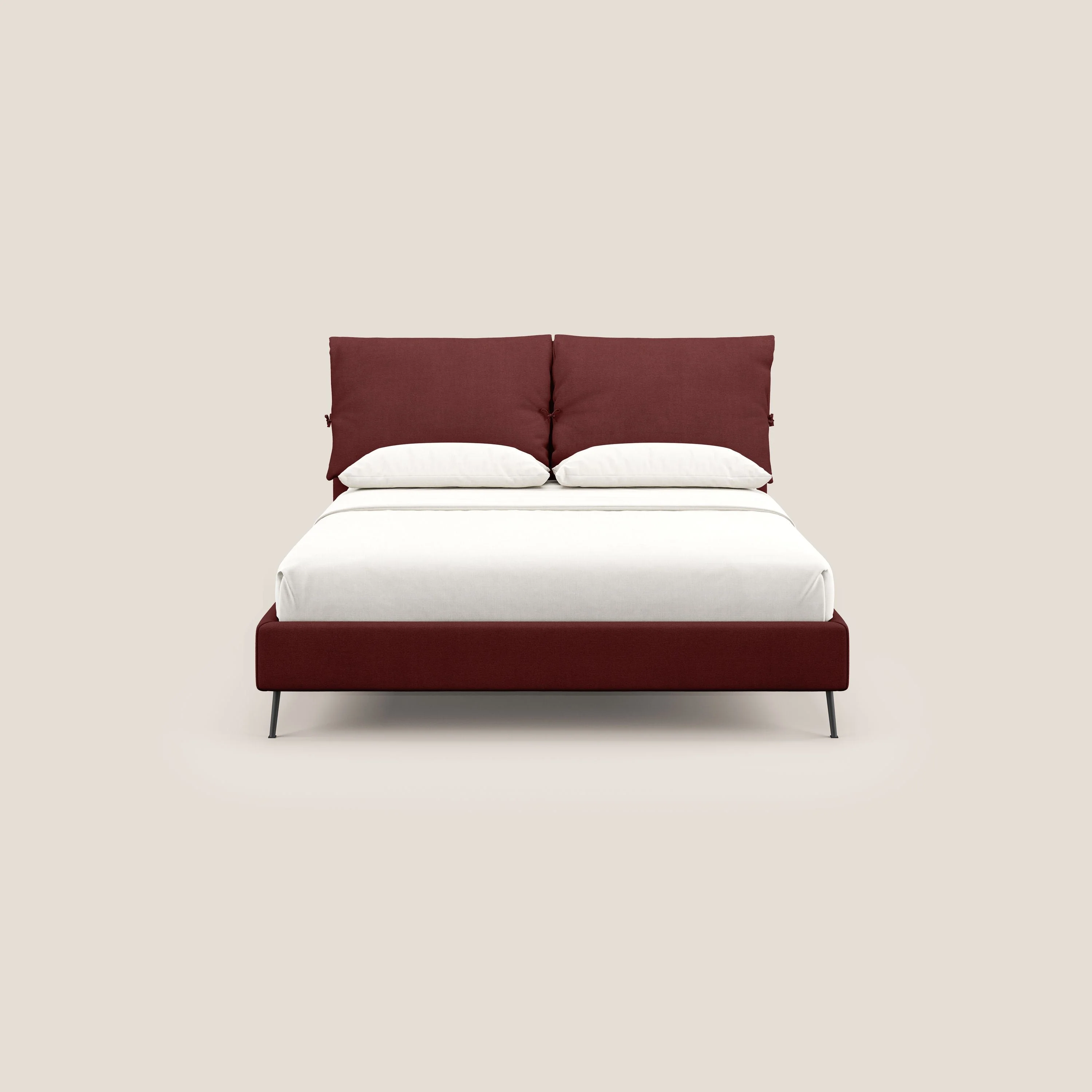 Artemisia lit rembourré avec pieds hauts déhoussable en tissu détachable T17 rouge - Image 2