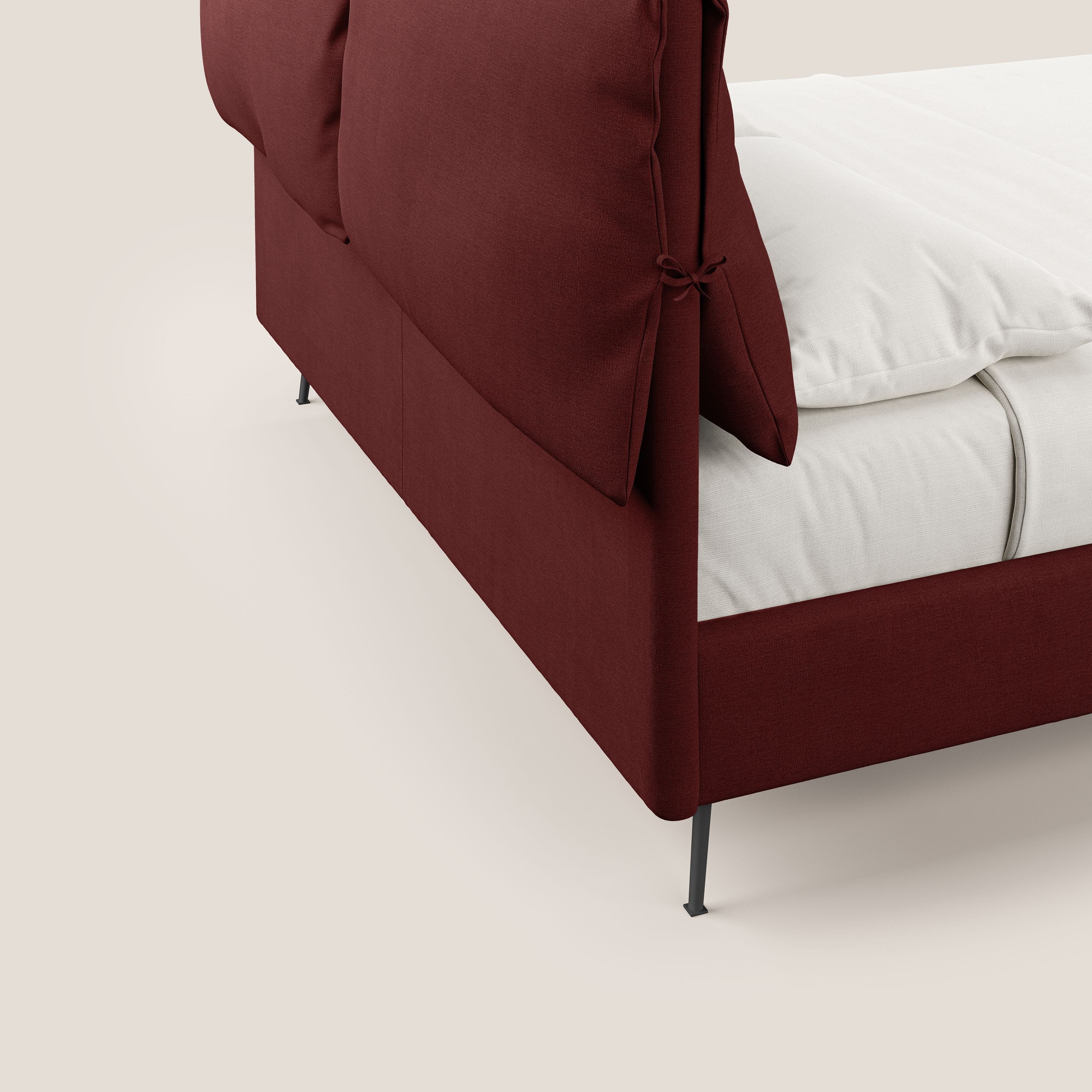 Artemisia lit rembourré avec pieds hauts déhoussable en tissu détachable T17 rouge - Image 3