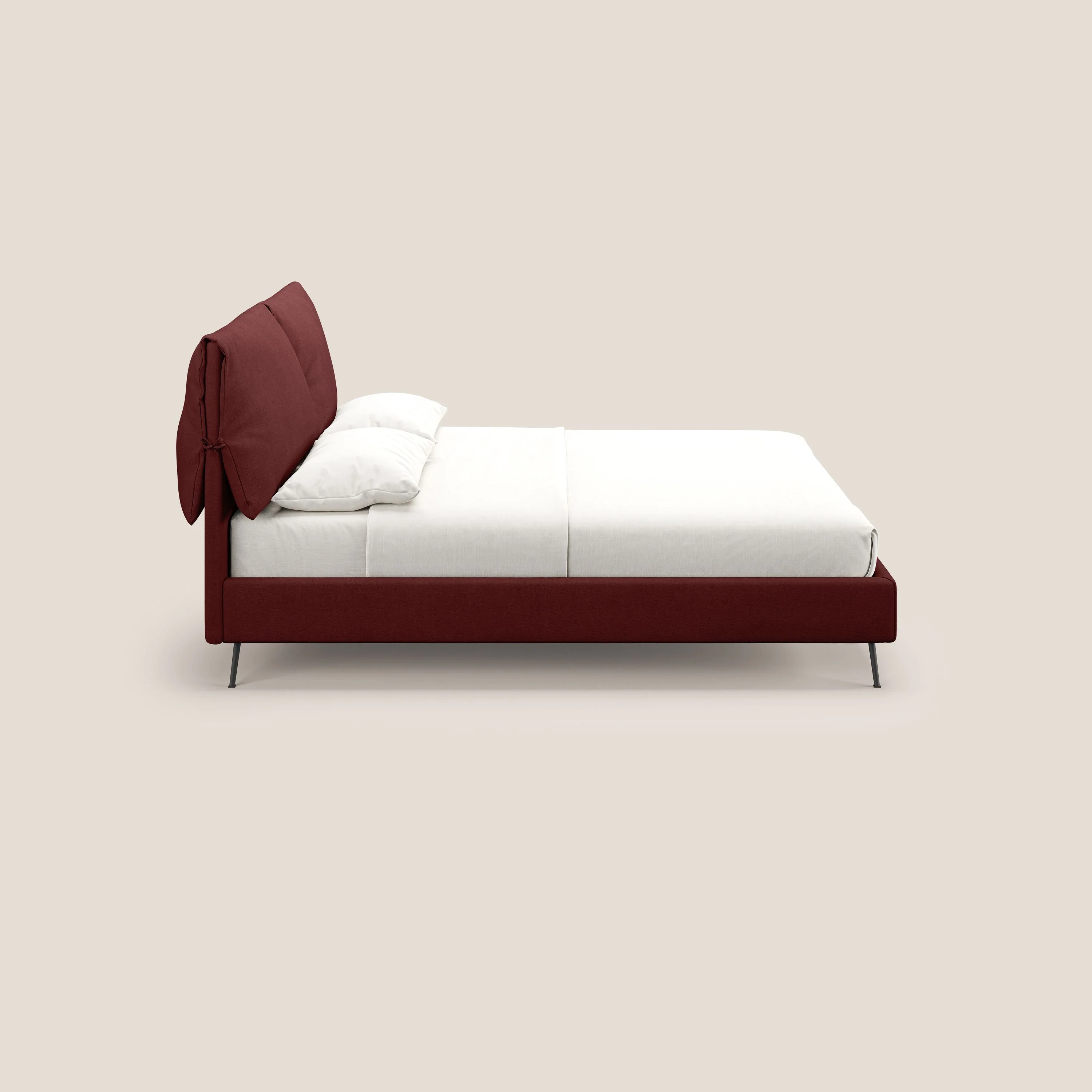 Artemisia lit rembourré avec pieds hauts déhoussable en tissu détachable T17 rouge - Image 5