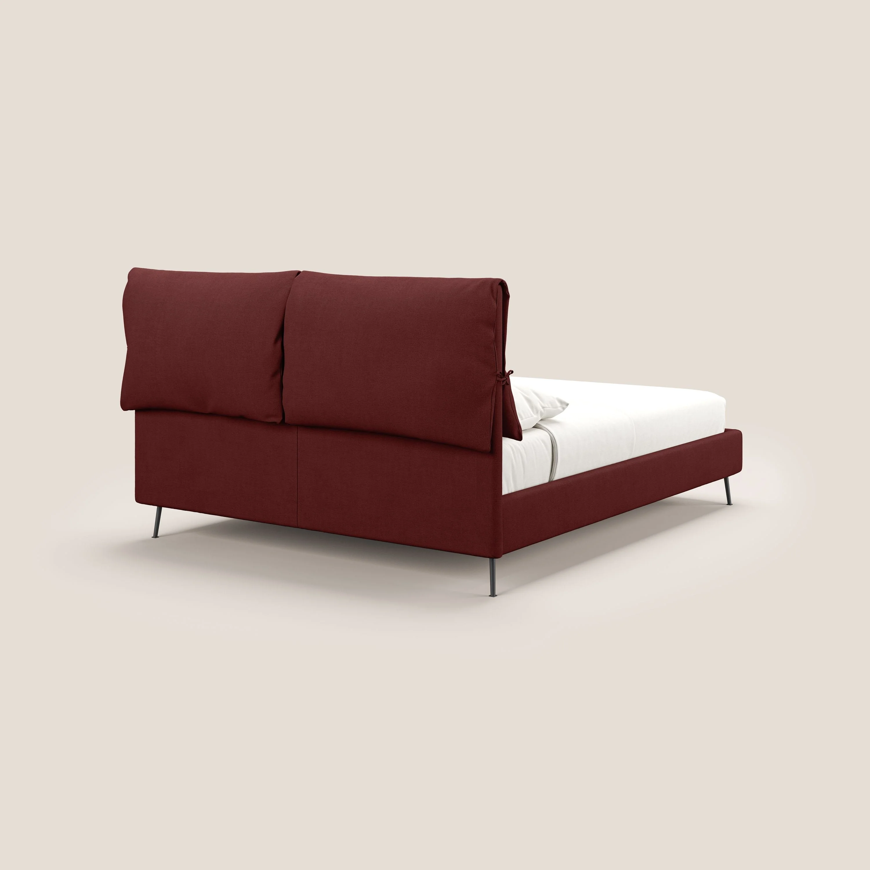 Artemisia lit rembourré avec pieds hauts déhoussable en tissu détachable T17 rouge - Image 6