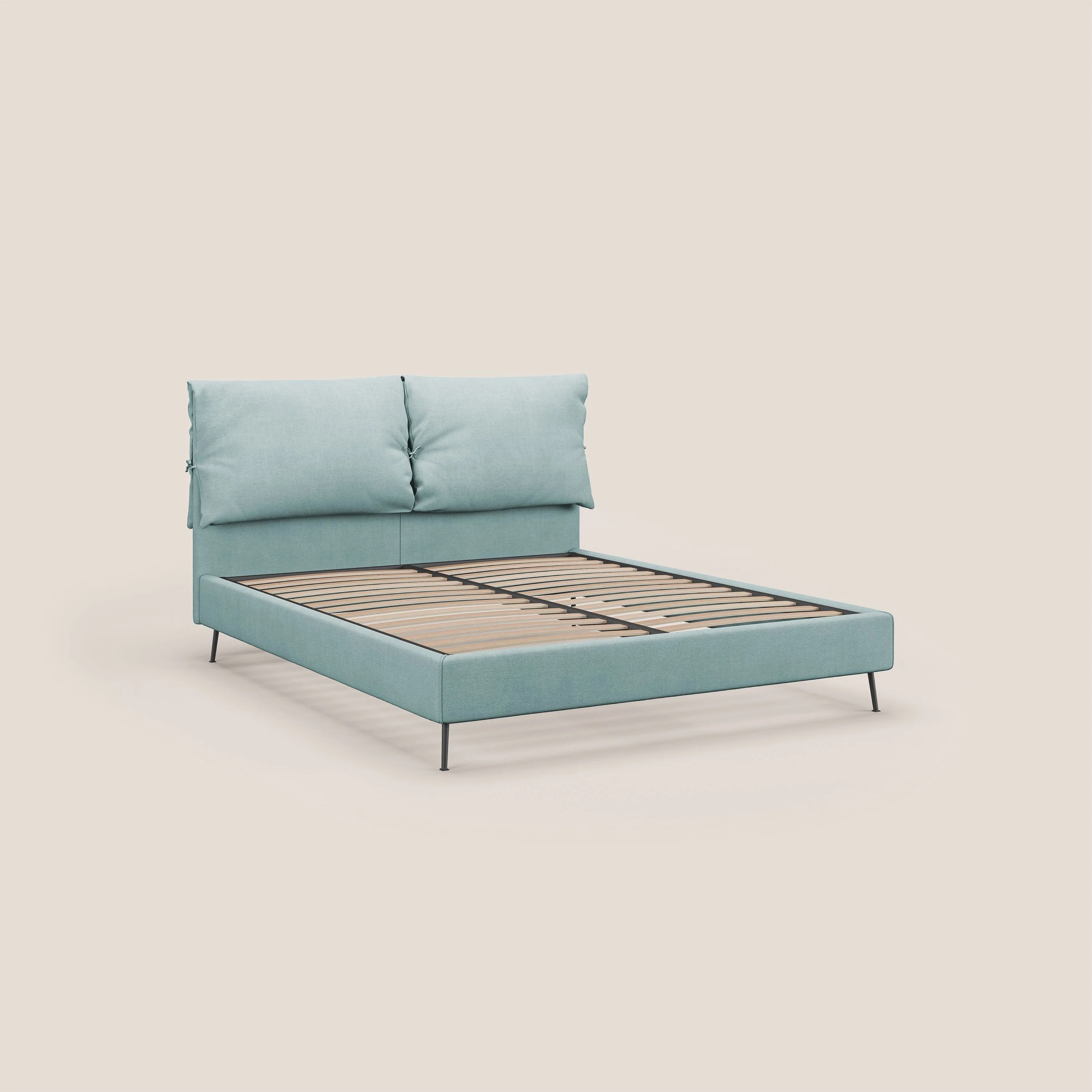 Artemisia lit rembourré avec pieds hauts déhoussable en tissu détachable T17 vert d'eau - Image 4