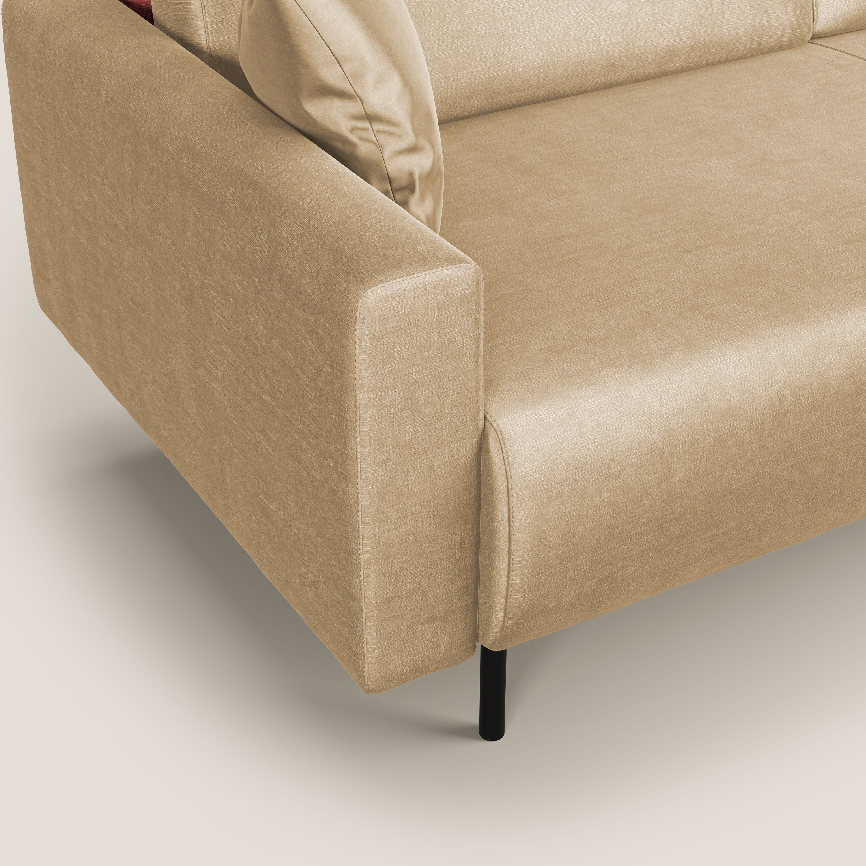Arthur canapé d'angle moderne en velours doux imperméable T01 beige - Image 5