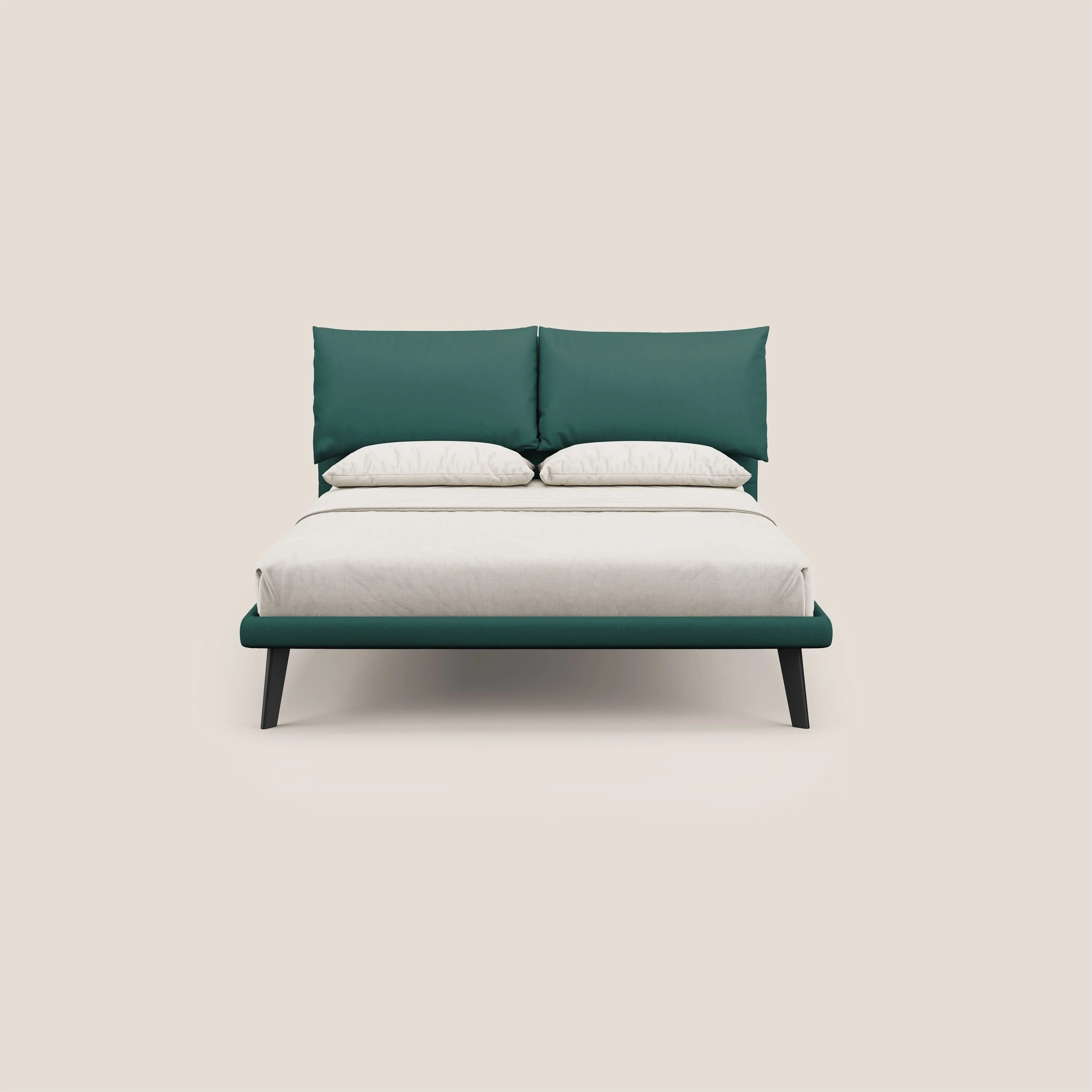 Astrid lit rembourré avec pieds en bois en microfibre détachable T11 bleu canard - Image 2