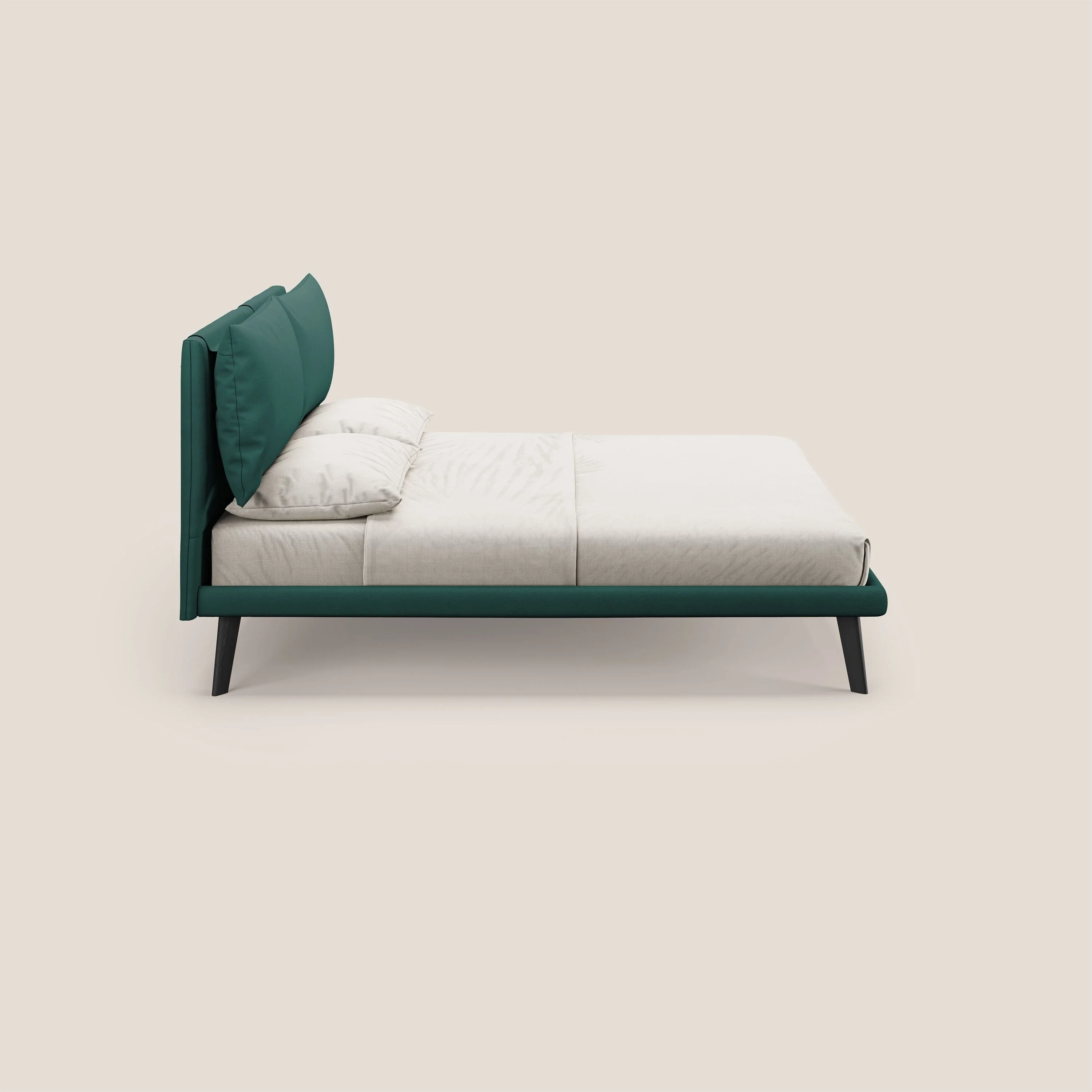 Astrid lit rembourré avec pieds en bois en microfibre détachable T11 bleu canard - Image 3