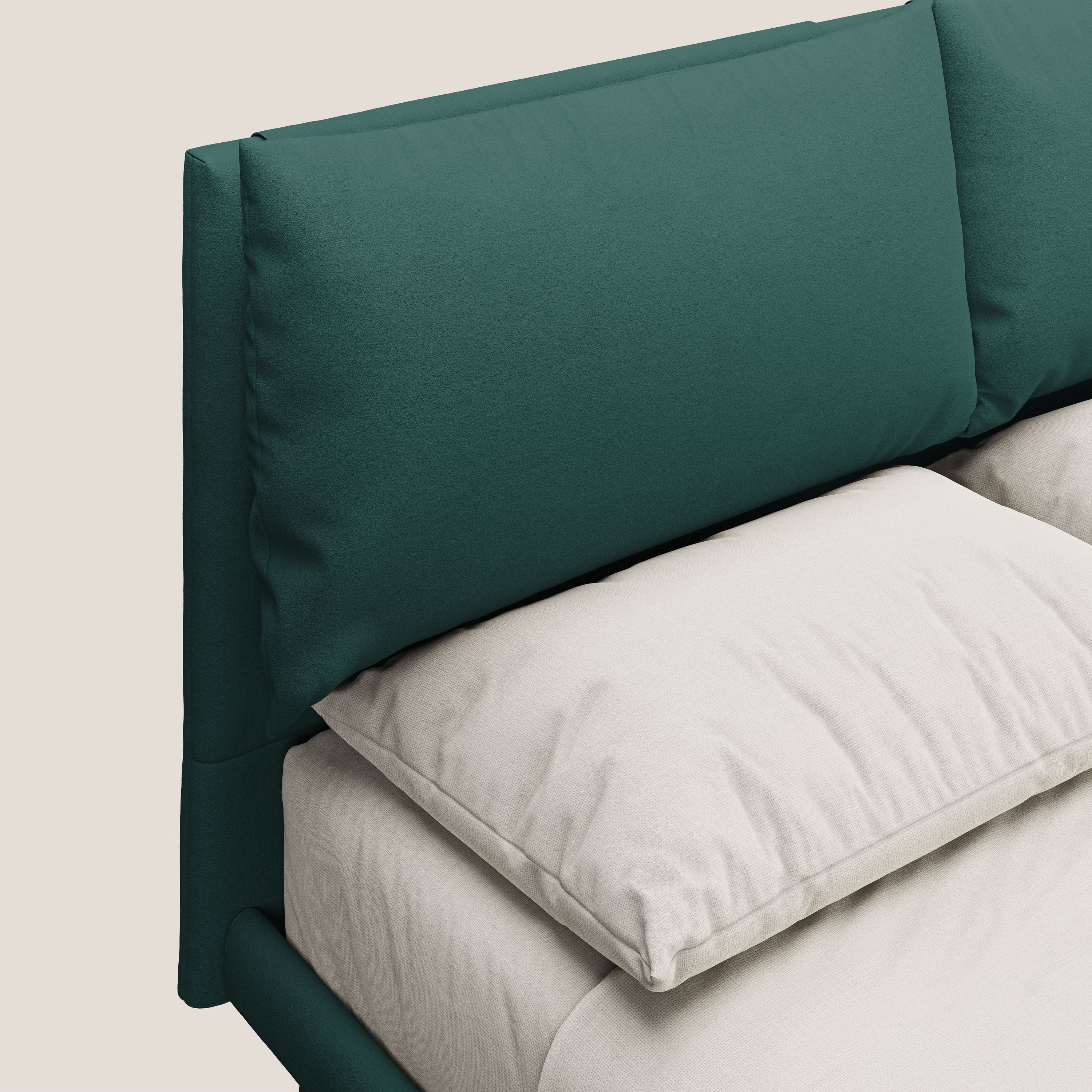 Astrid lit rembourré avec pieds en bois en microfibre détachable T11 bleu canard - Image 5