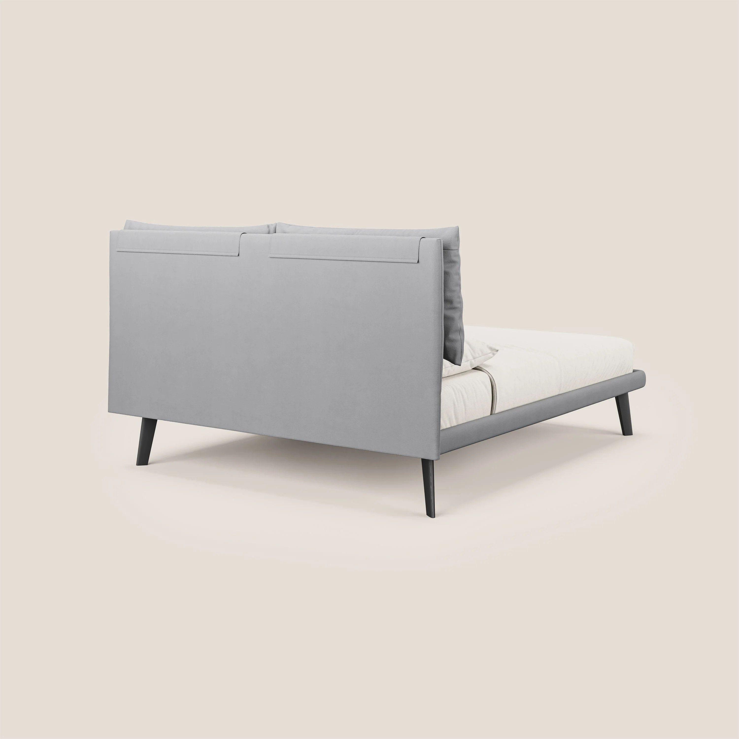 Astrid lit rembourré avec pieds en bois en microfibre détachable T11 gris - Image 4