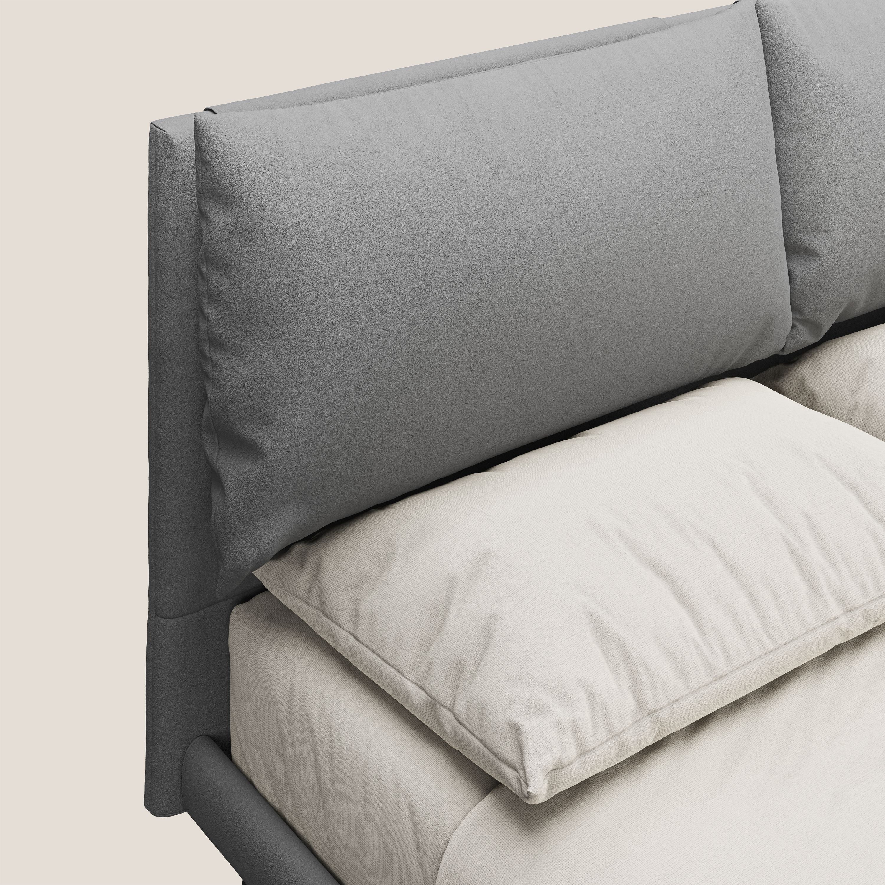 Astrid lit rembourré avec pieds en bois en microfibre détachable T11 gris - Image 5