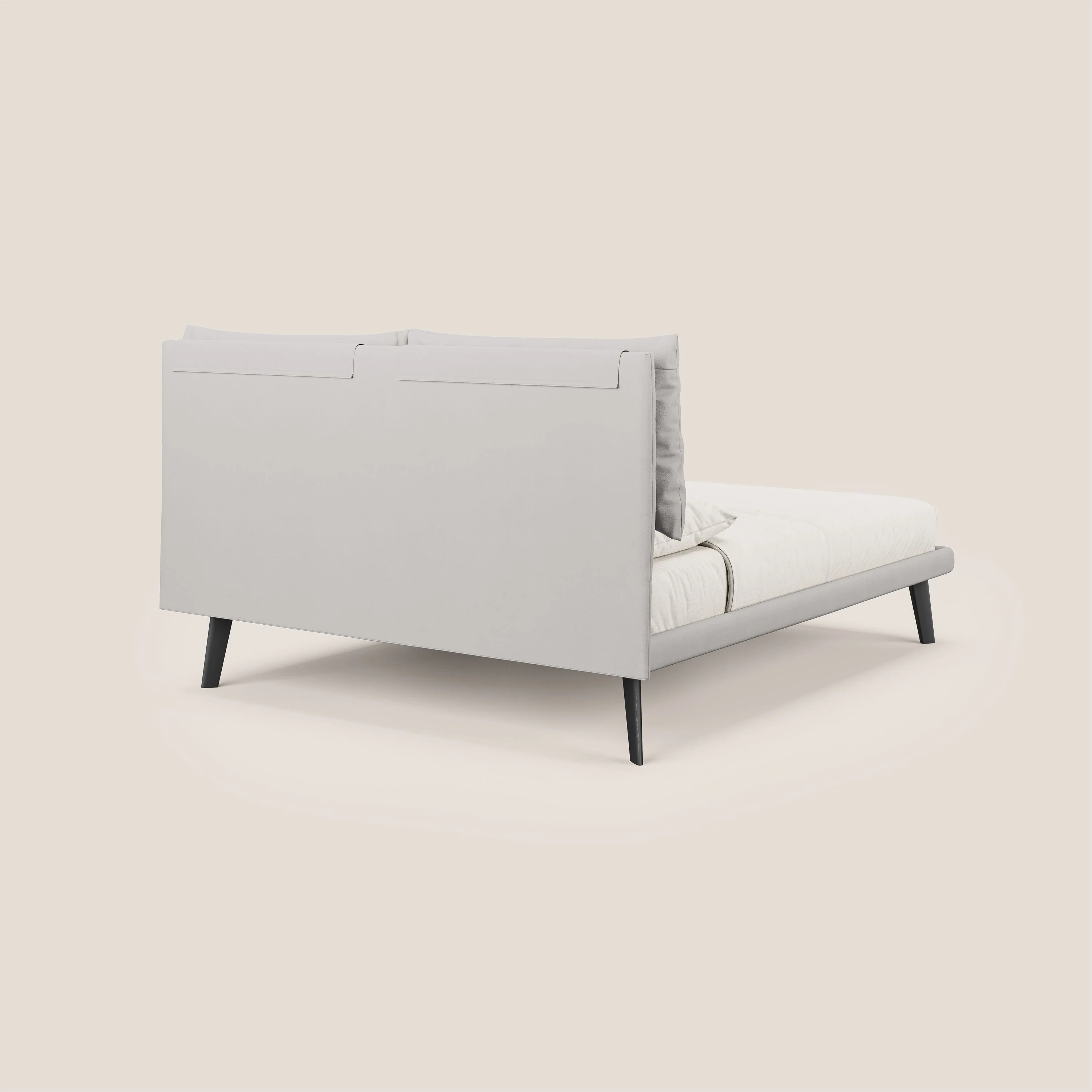 Astrid lit rembourré avec pieds en bois en microfibre détachable T11 gris clair - Image 4