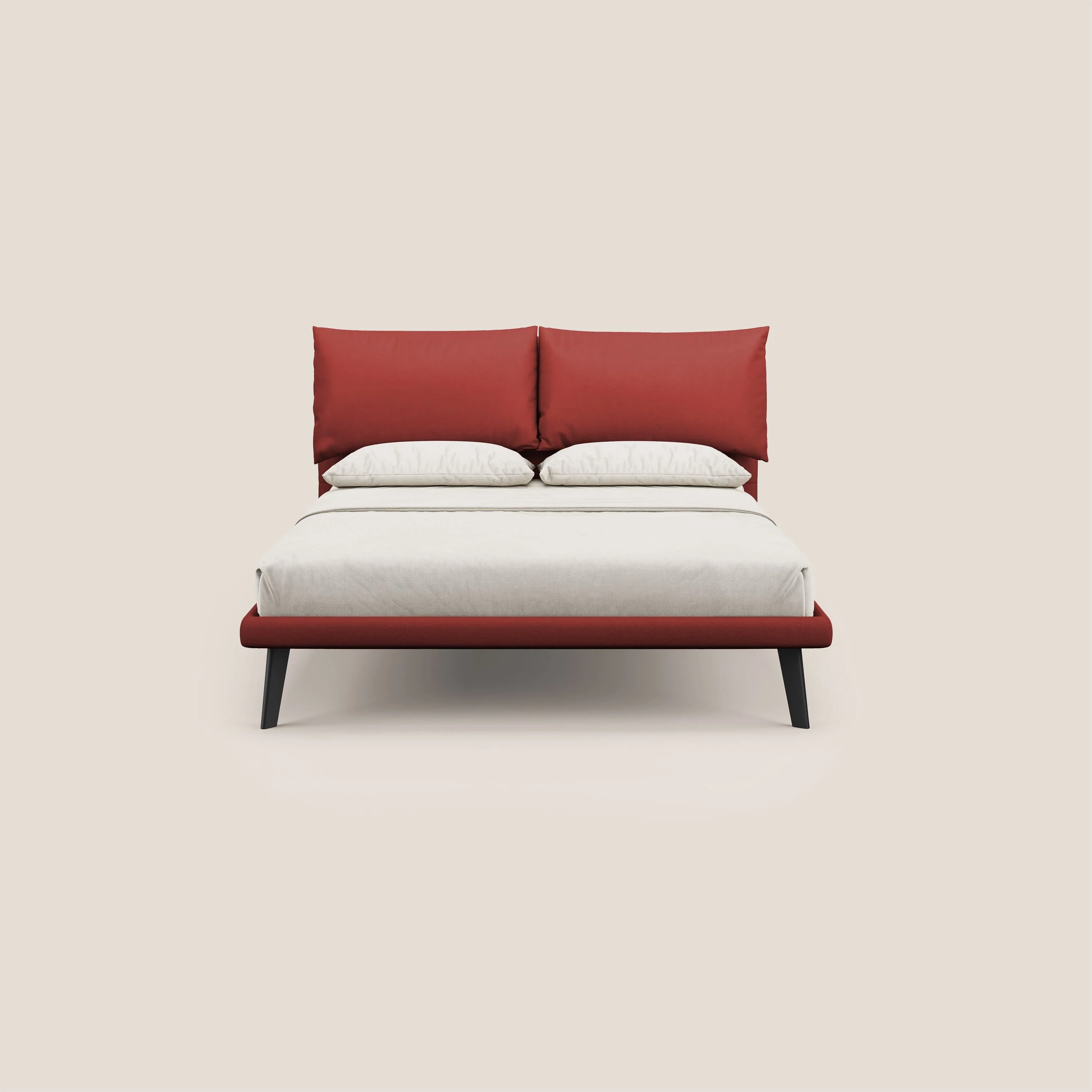 Astrid lit rembourré avec pieds en bois en microfibre détachable T11 rouge - Image 2