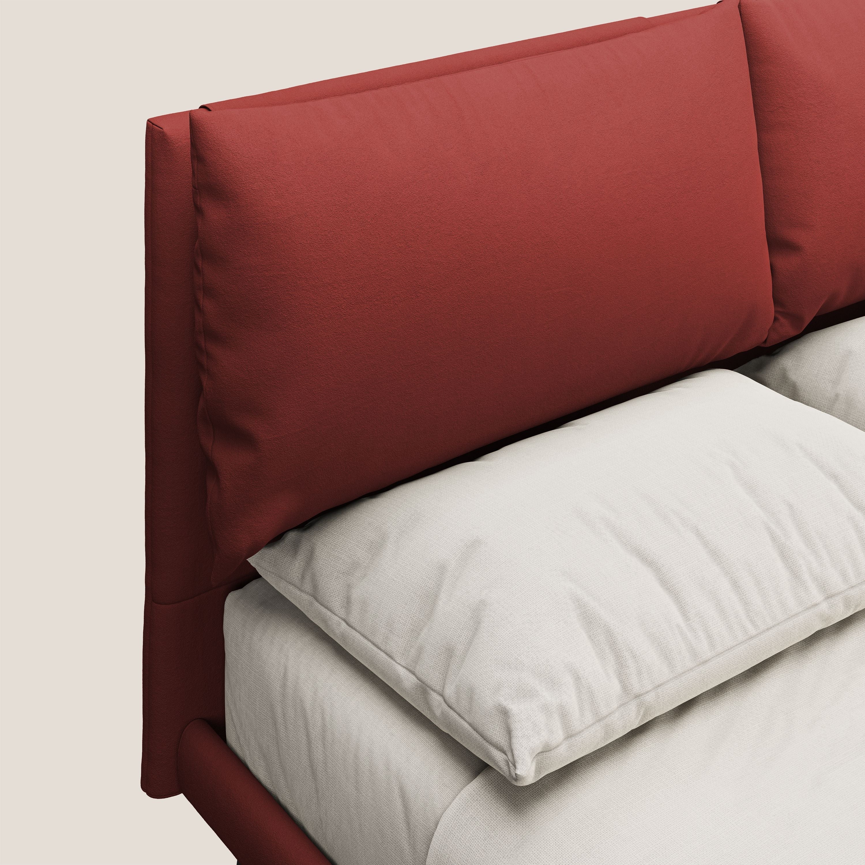 Astrid lit rembourré avec pieds en bois en microfibre détachable T11 rouge - Image 5