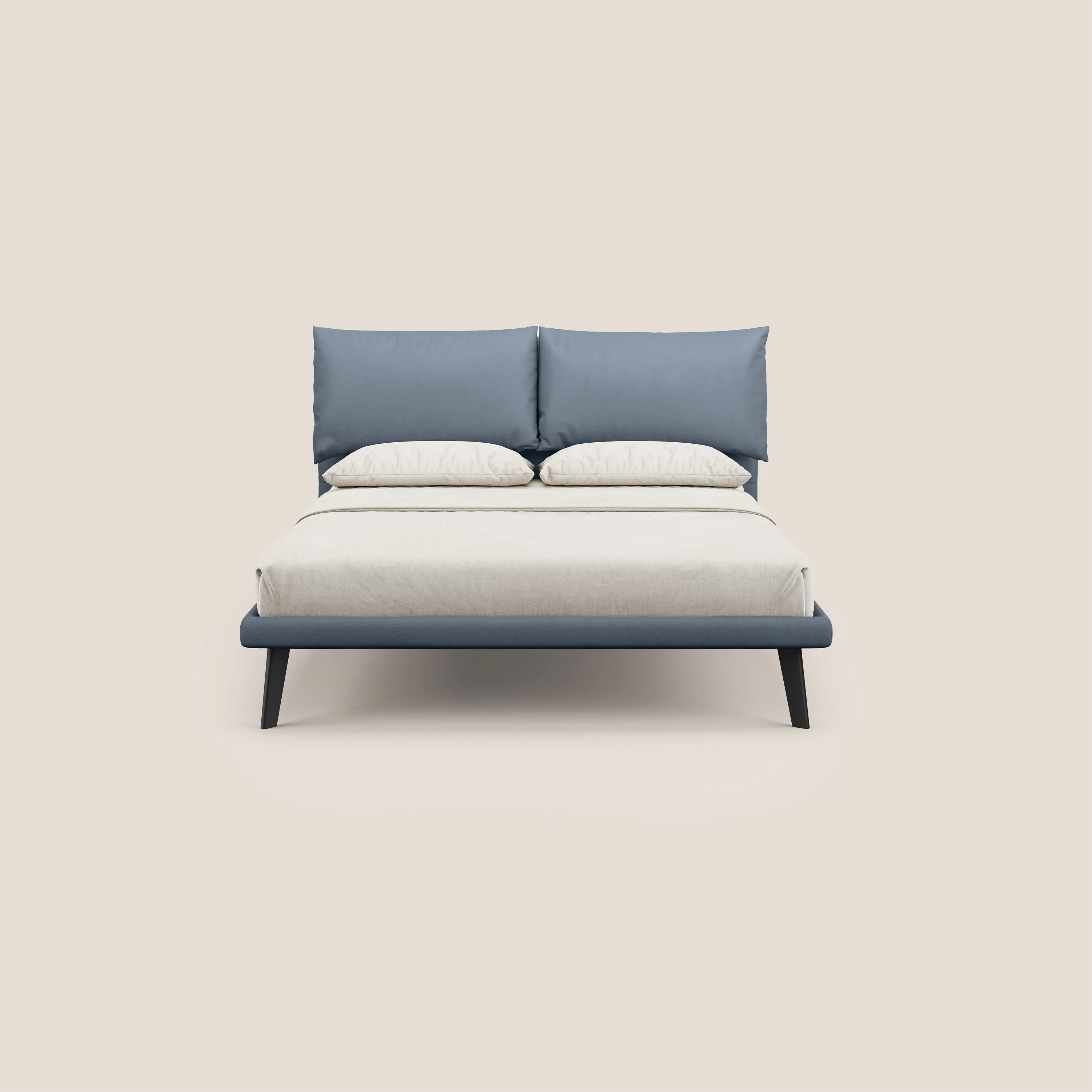 Astrid lit rembourré avec pieds en bois en microfibre détachable T11 sucre glace - Image 2