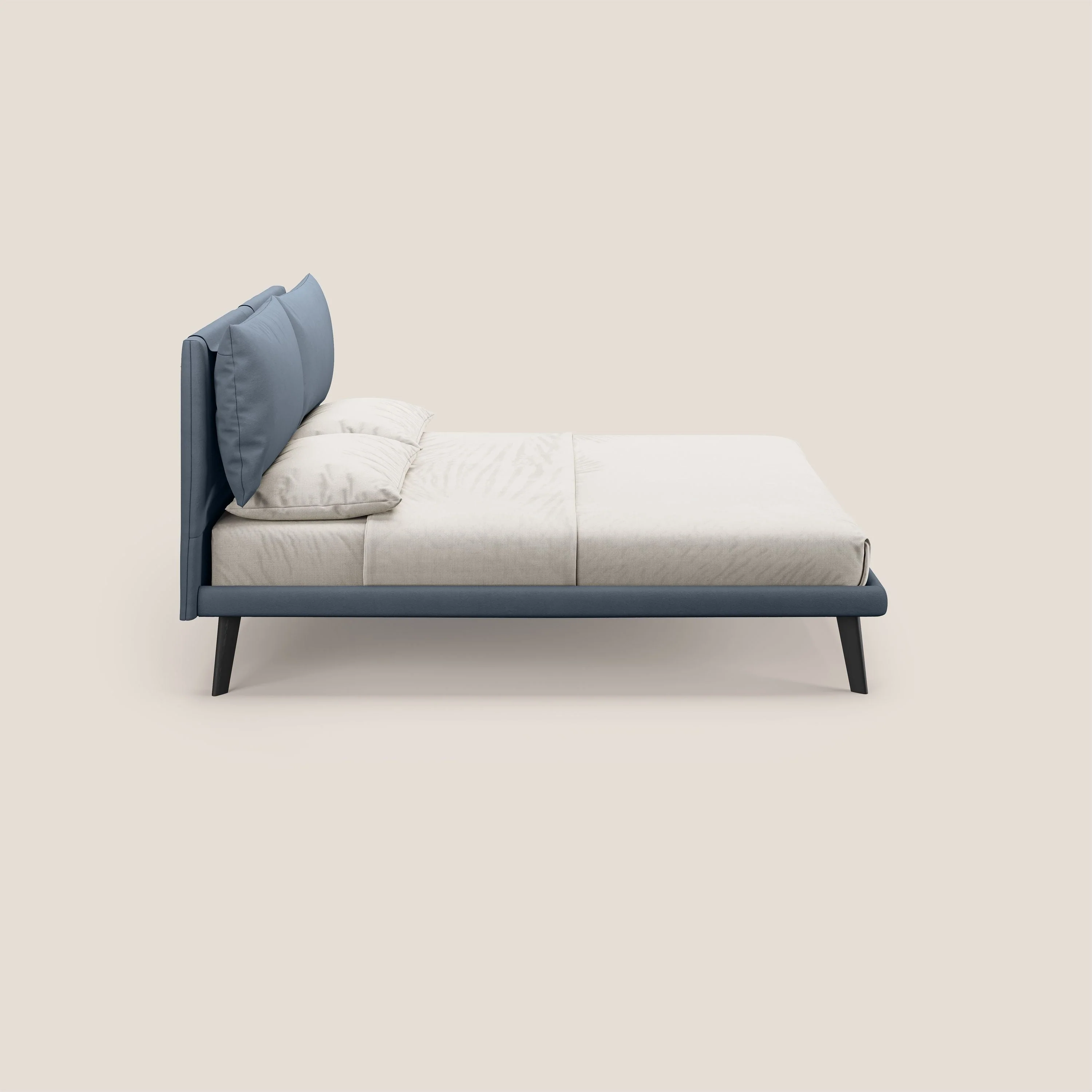 Astrid lit rembourré avec pieds en bois en microfibre détachable T11 sucre glace - Image 3