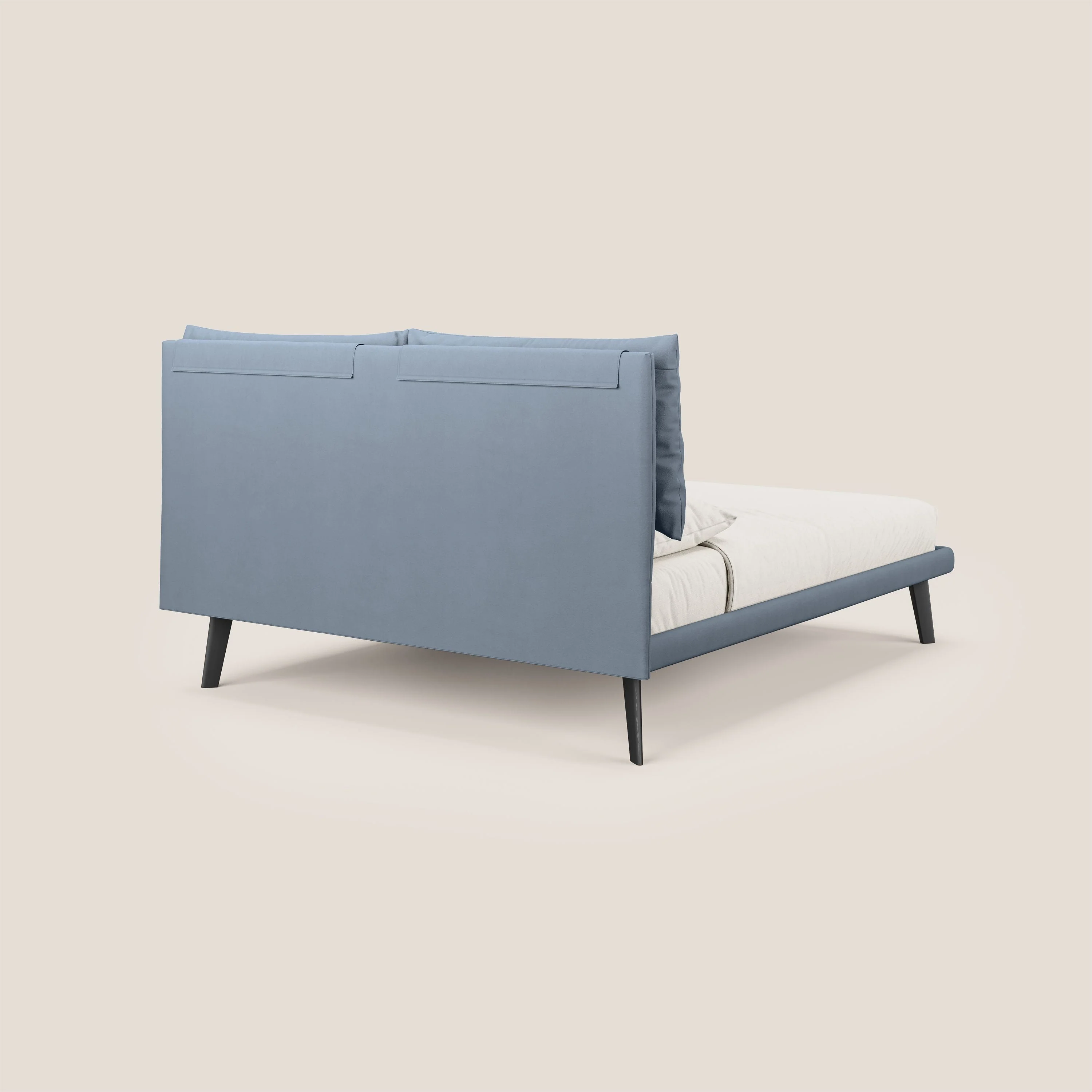 Astrid lit rembourré avec pieds en bois en microfibre détachable T11 sucre glace - Image 4