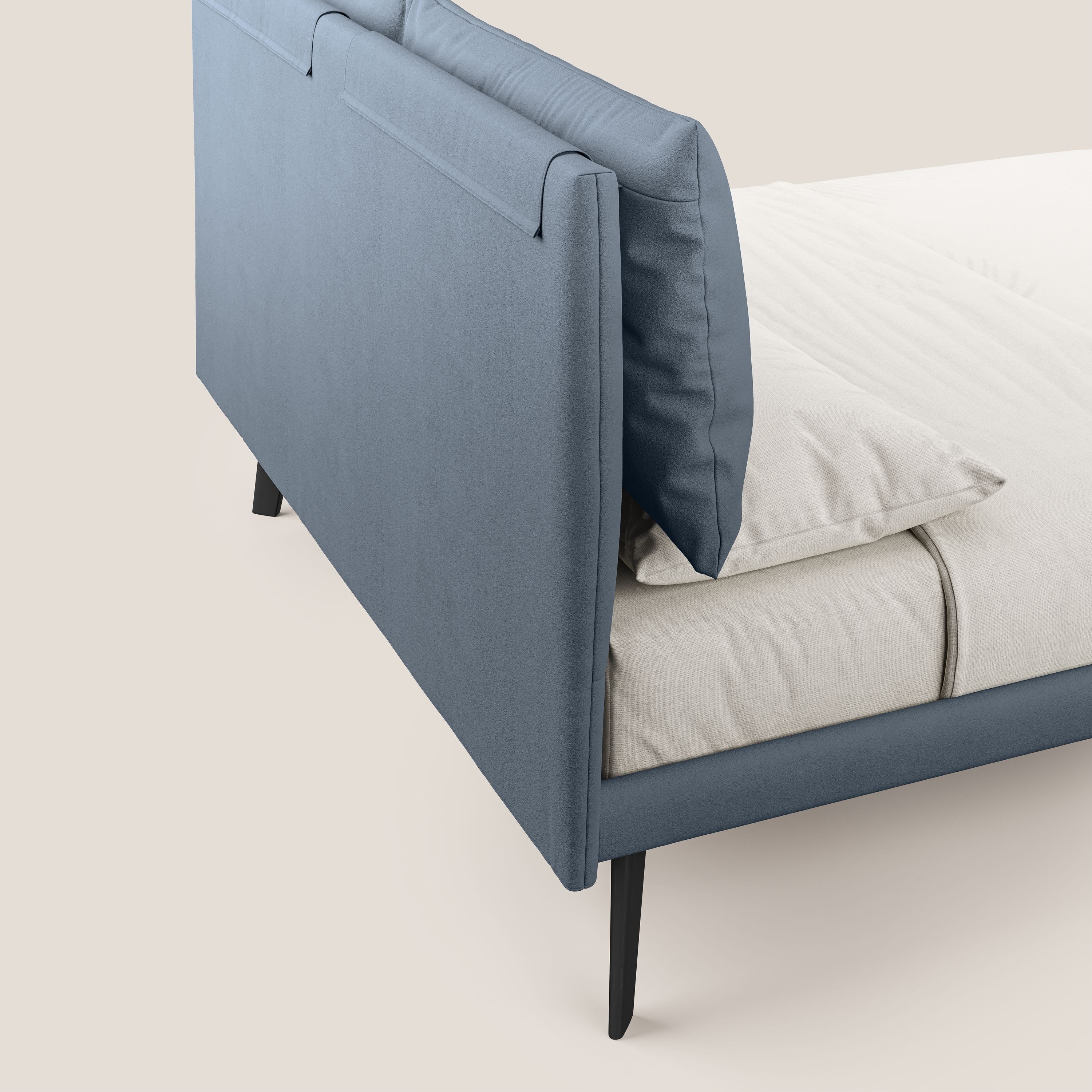 Astrid lit rembourré avec pieds en bois en microfibre détachable T11 sucre glace - Image 6