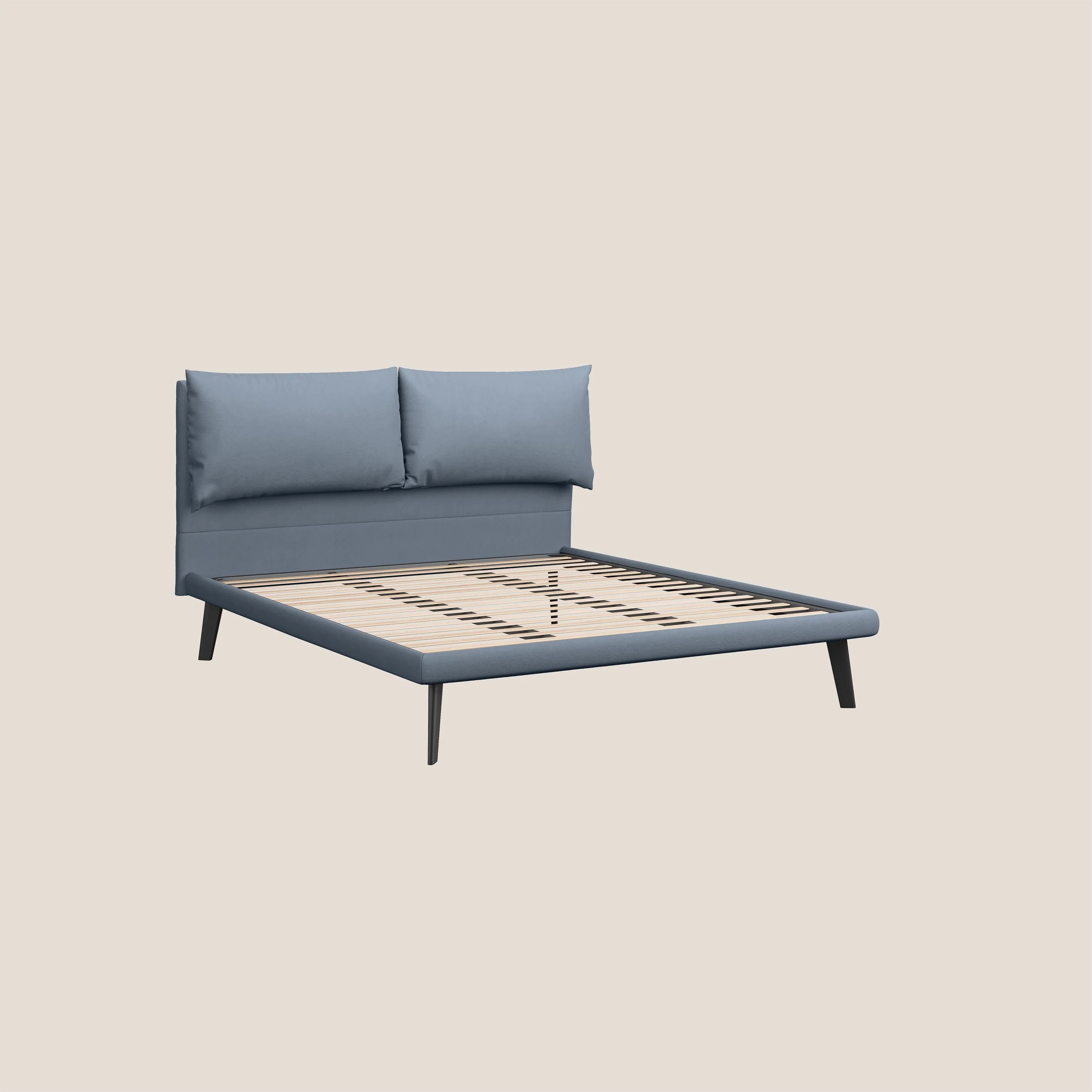 Astrid lit rembourré avec pieds en bois en microfibre détachable T11 sucre glace - Image 7