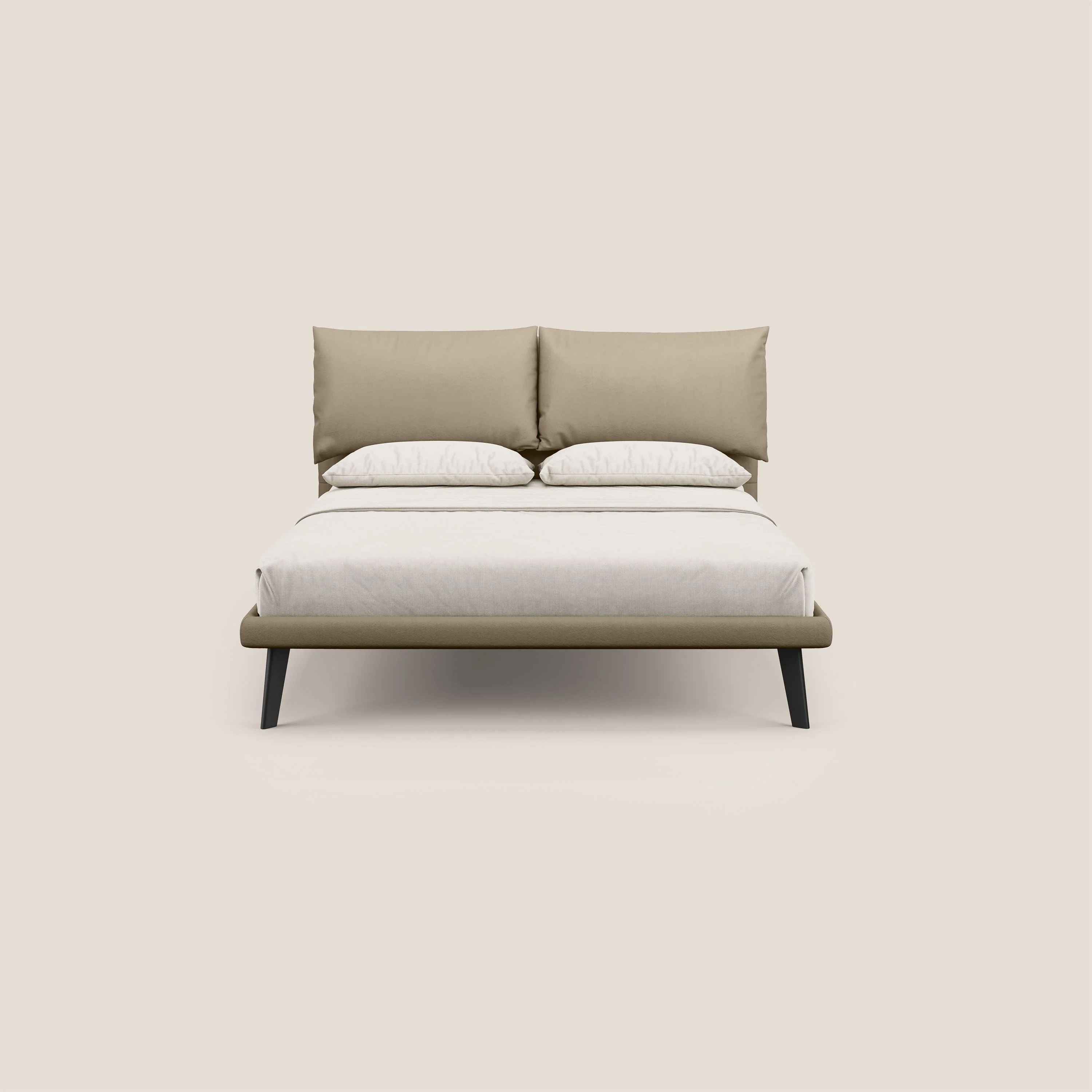 Astrid lit rembourré avec pieds en bois en microfibre détachable T11 Taupe tortora - Image 2