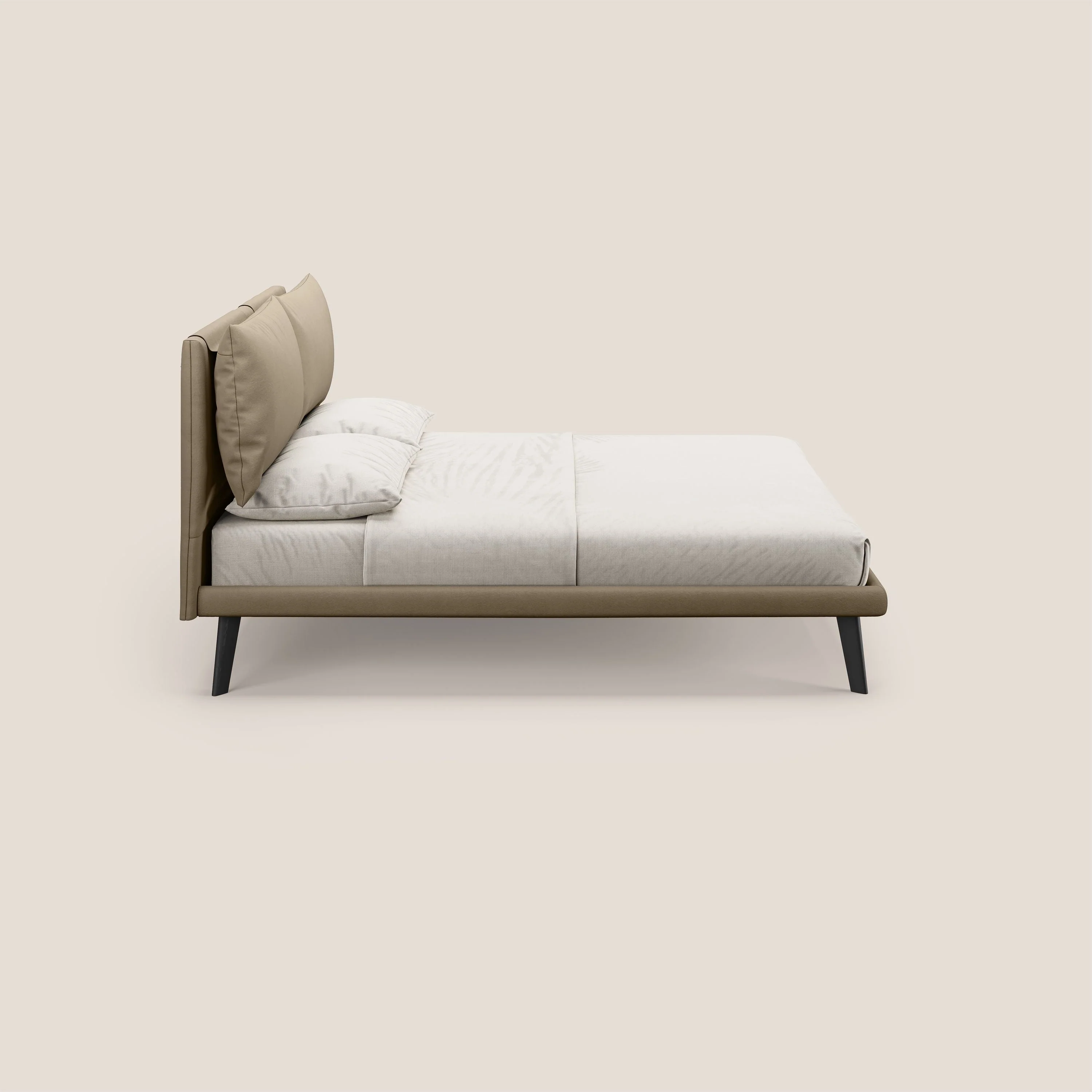 Astrid lit rembourré avec pieds en bois en microfibre détachable T11 Taupe tortora - Image 3