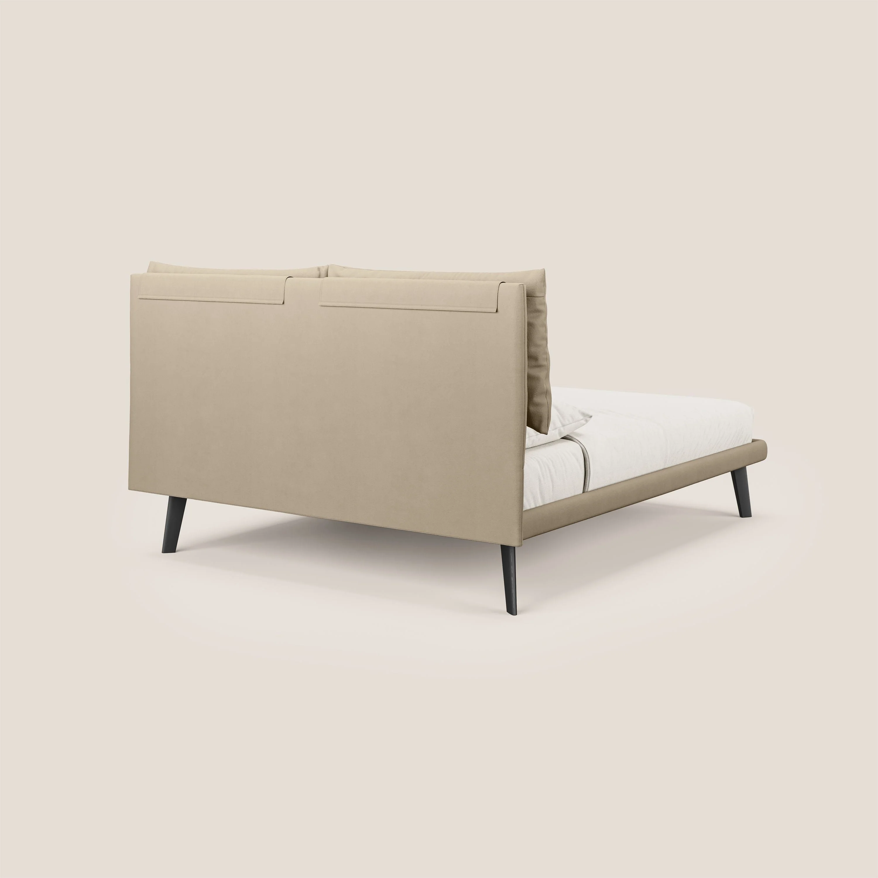 Astrid lit rembourré avec pieds en bois en microfibre détachable T11 Taupe tortora - Image 4
