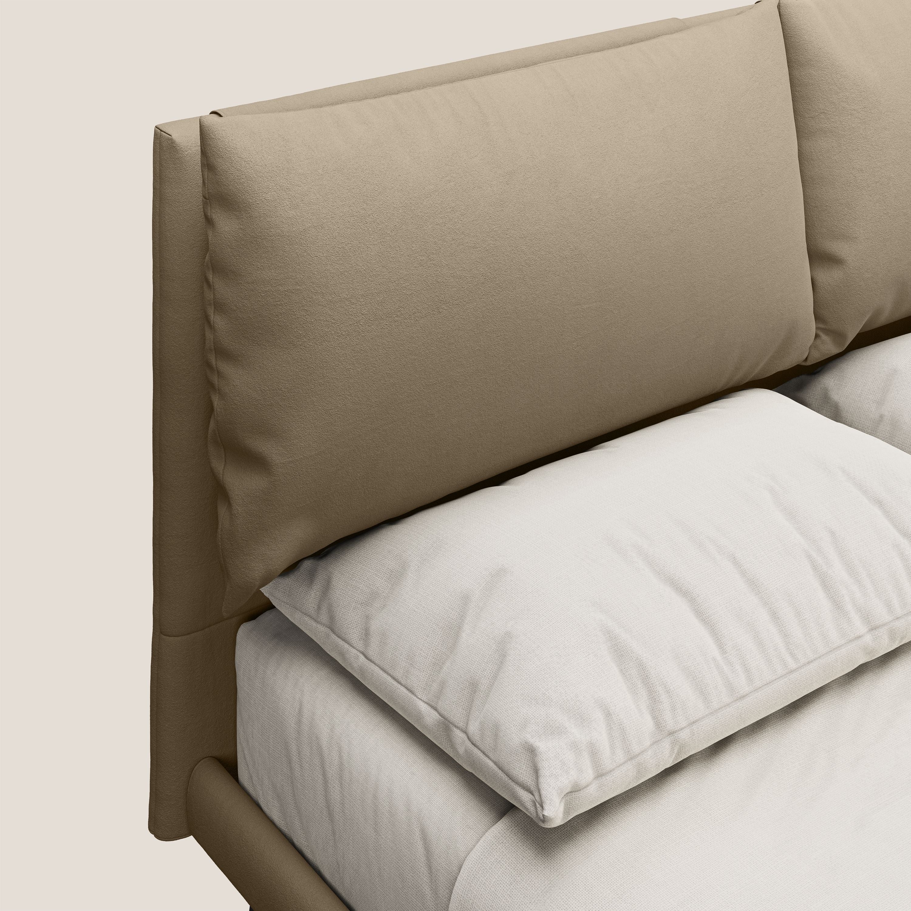Astrid lit rembourré avec pieds en bois en microfibre détachable T11 Taupe tortora - Image 5