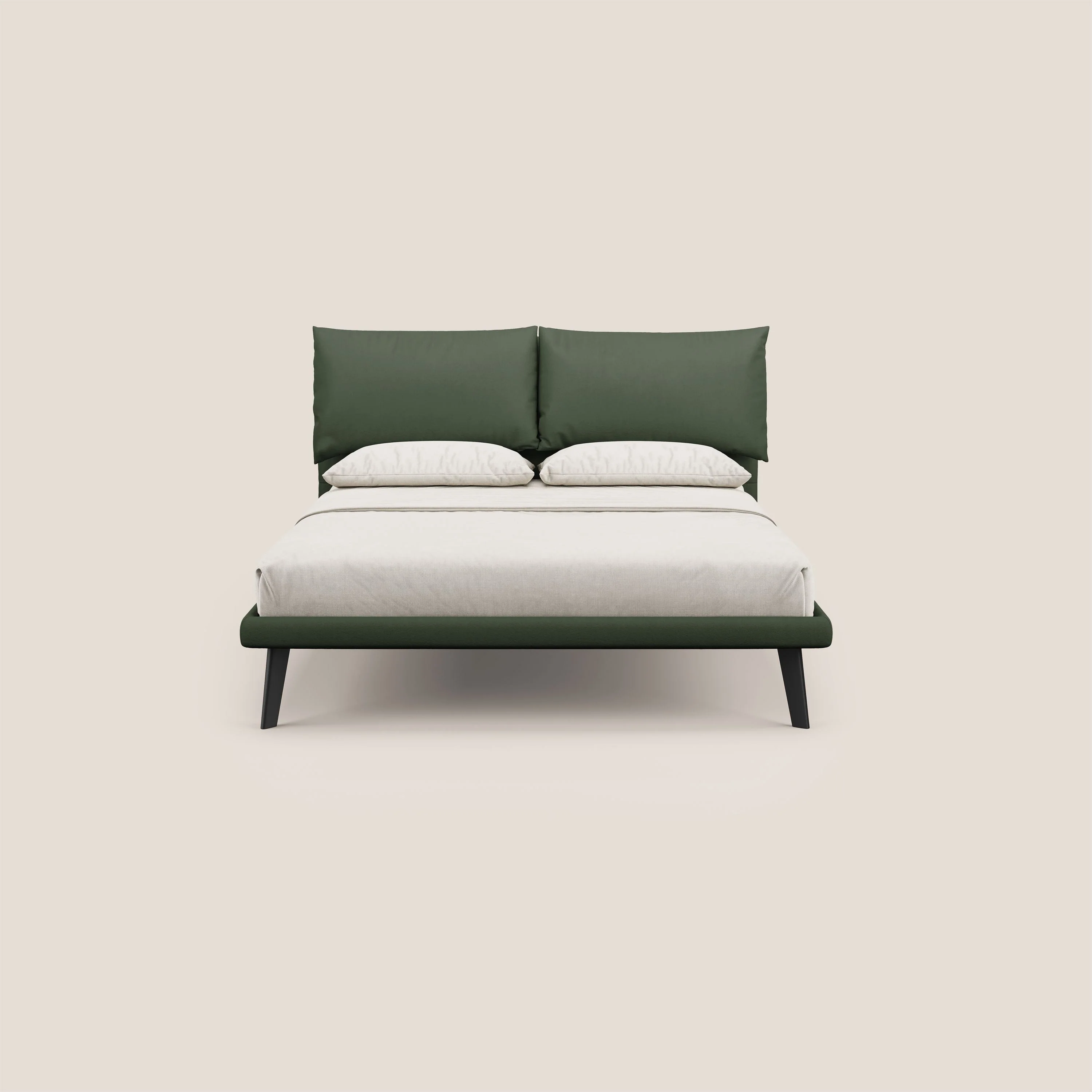 Astrid lit rembourré avec pieds en bois en microfibre détachable T11 vert - Image 3