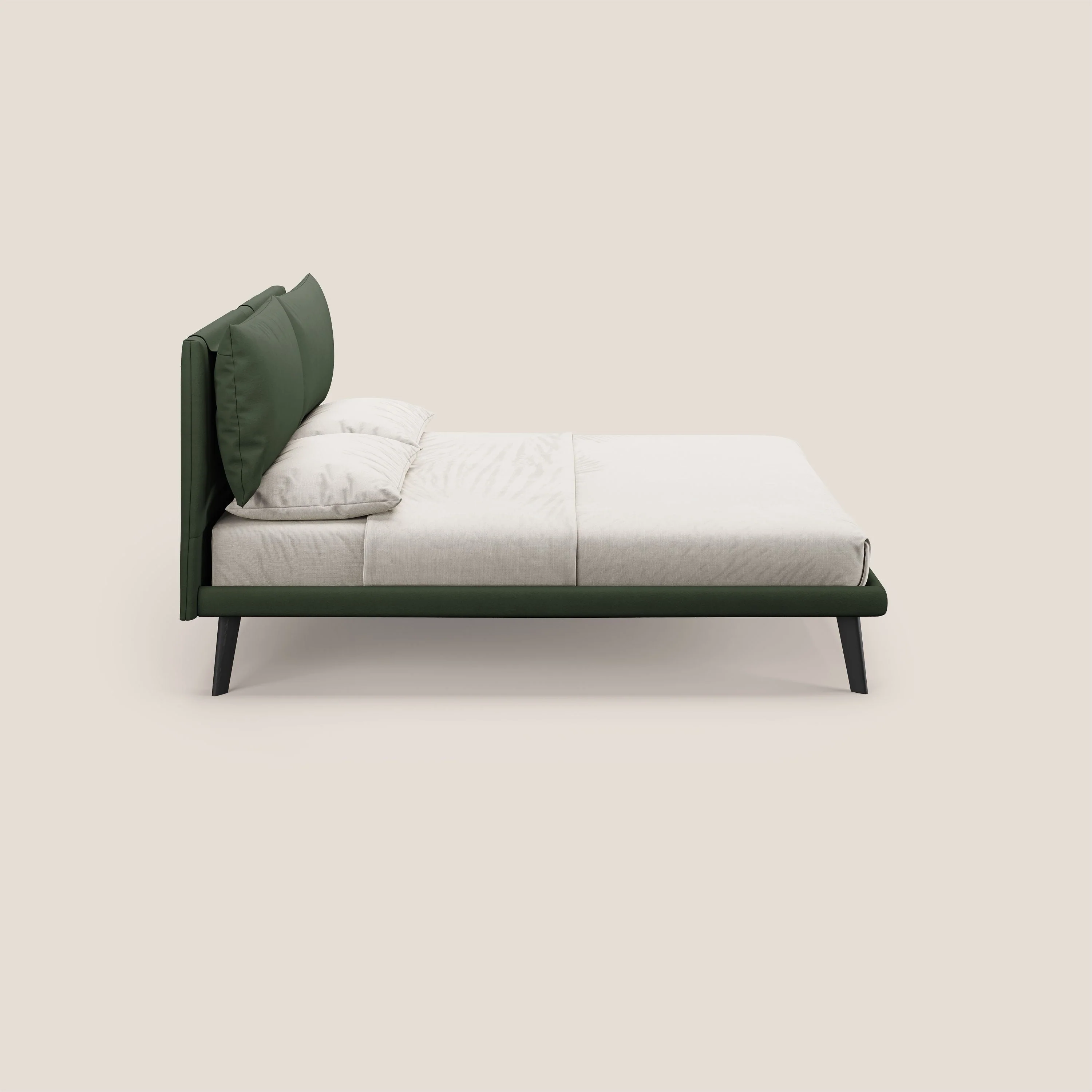 Astrid lit rembourré avec pieds en bois en microfibre détachable T11 vert - Image 6
