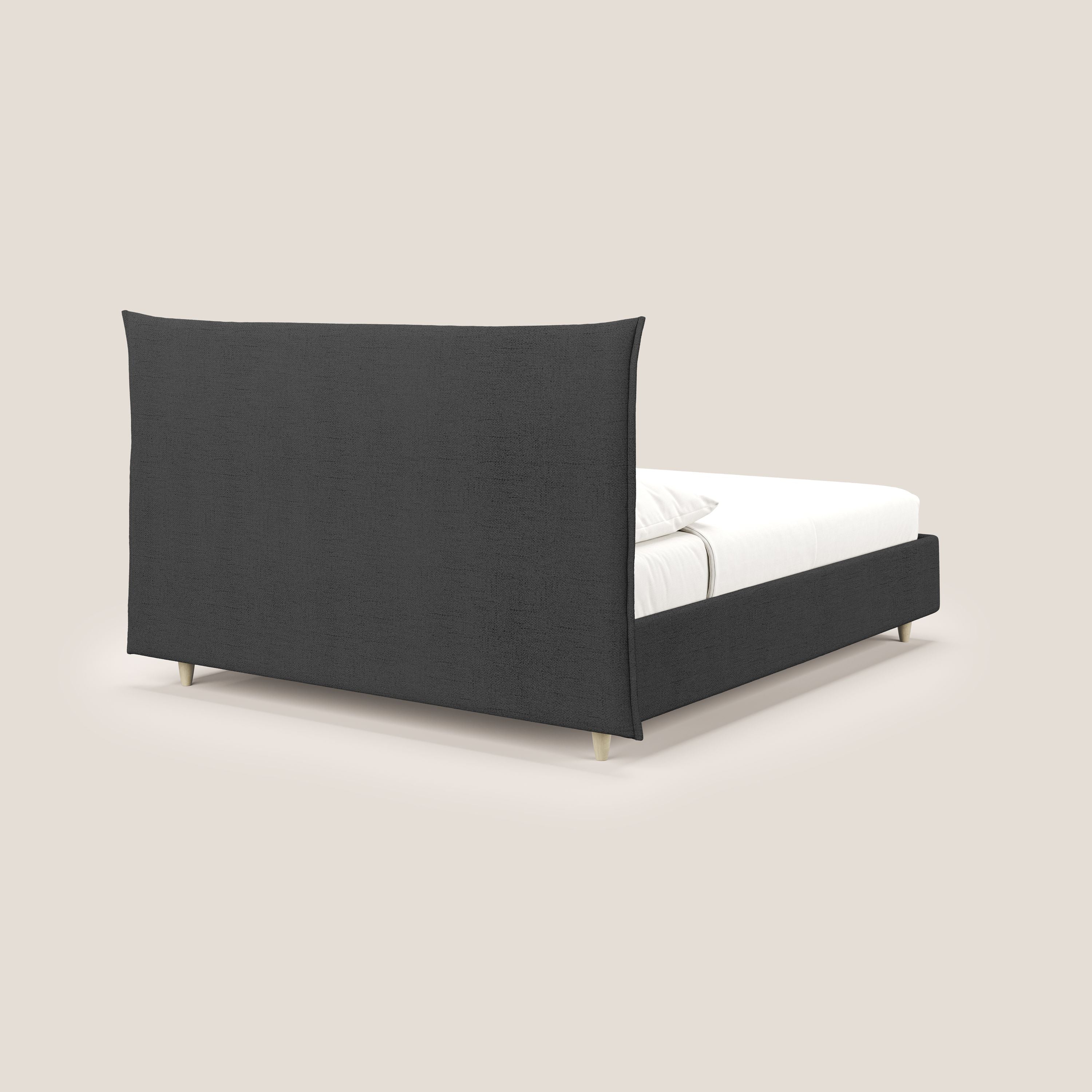Audrey lit rembourré avec coffre déhoussable en tissu flammé imperméable T03 anthracite - Image 7
